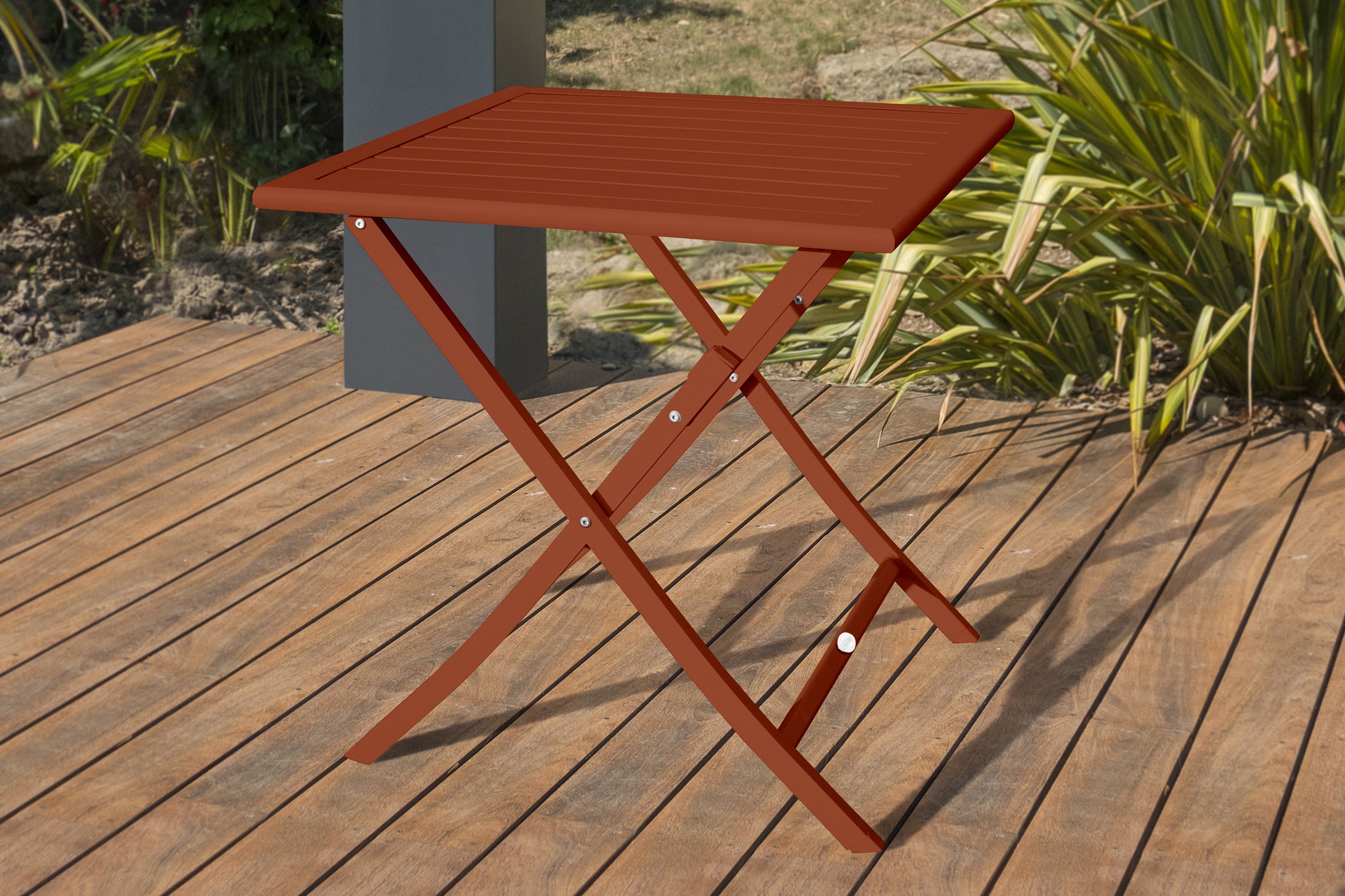 Guéridon de jardin pliant MARIUS (70x70 cm) en aluminium - TERRACOTTA