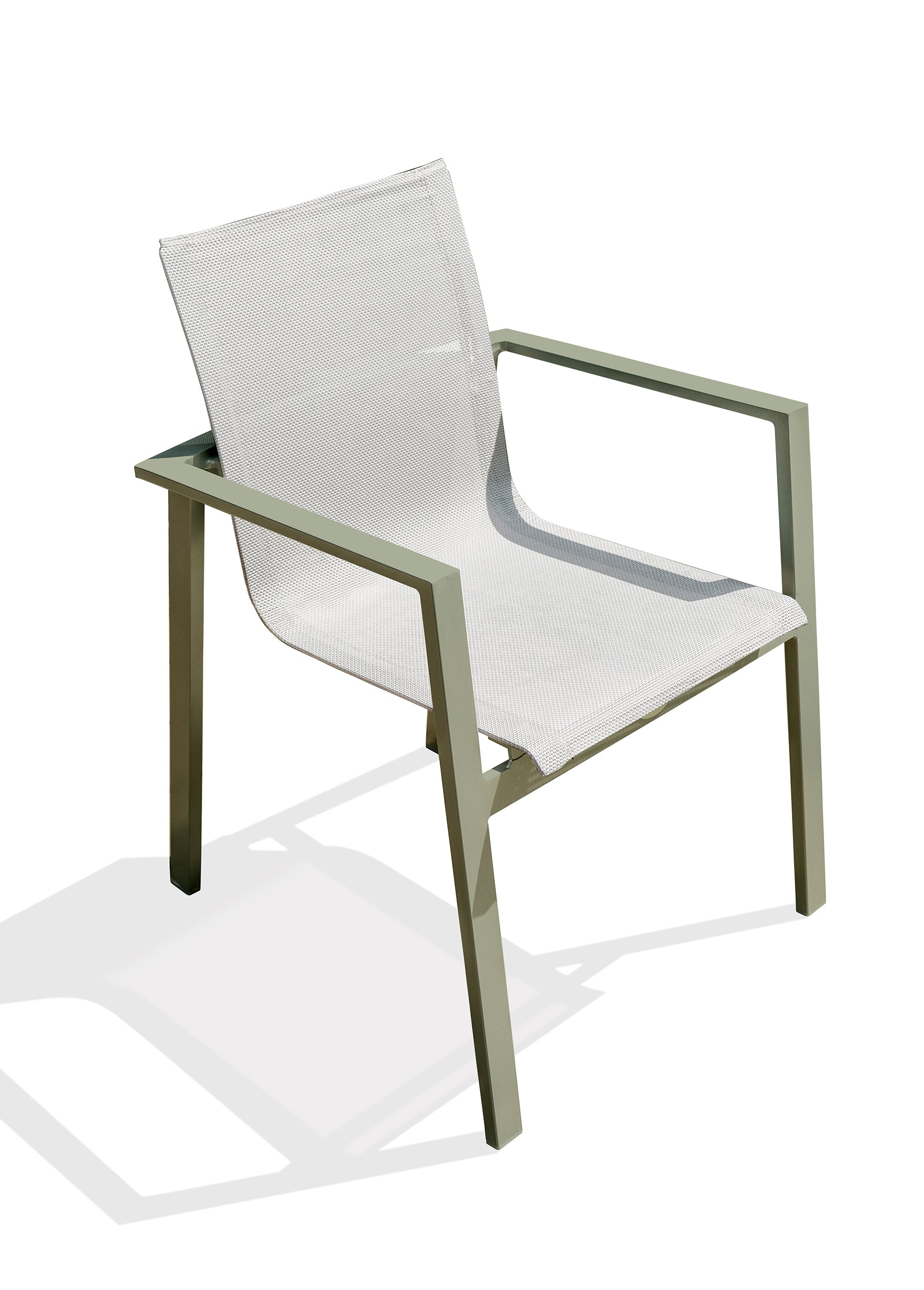 Fauteuil de jardin empilable MIAMI en textilène gris et aluminium - KAKI