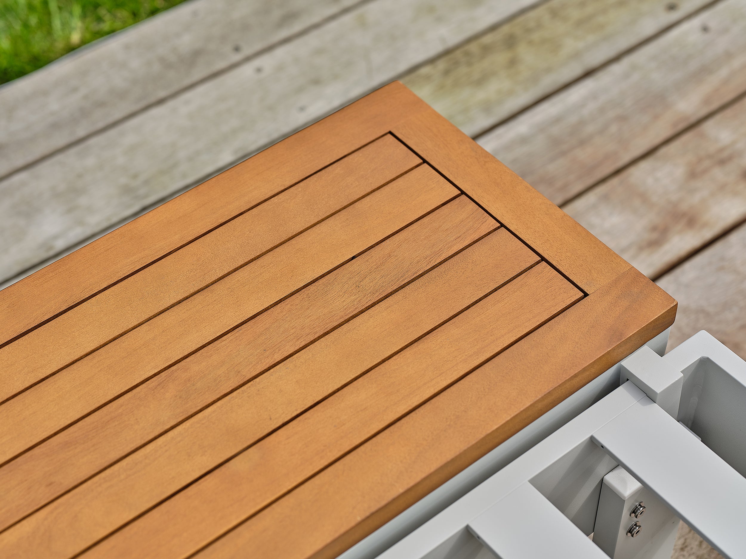 Salon de jardin d'angle Minera aluminium et acacia - Gris