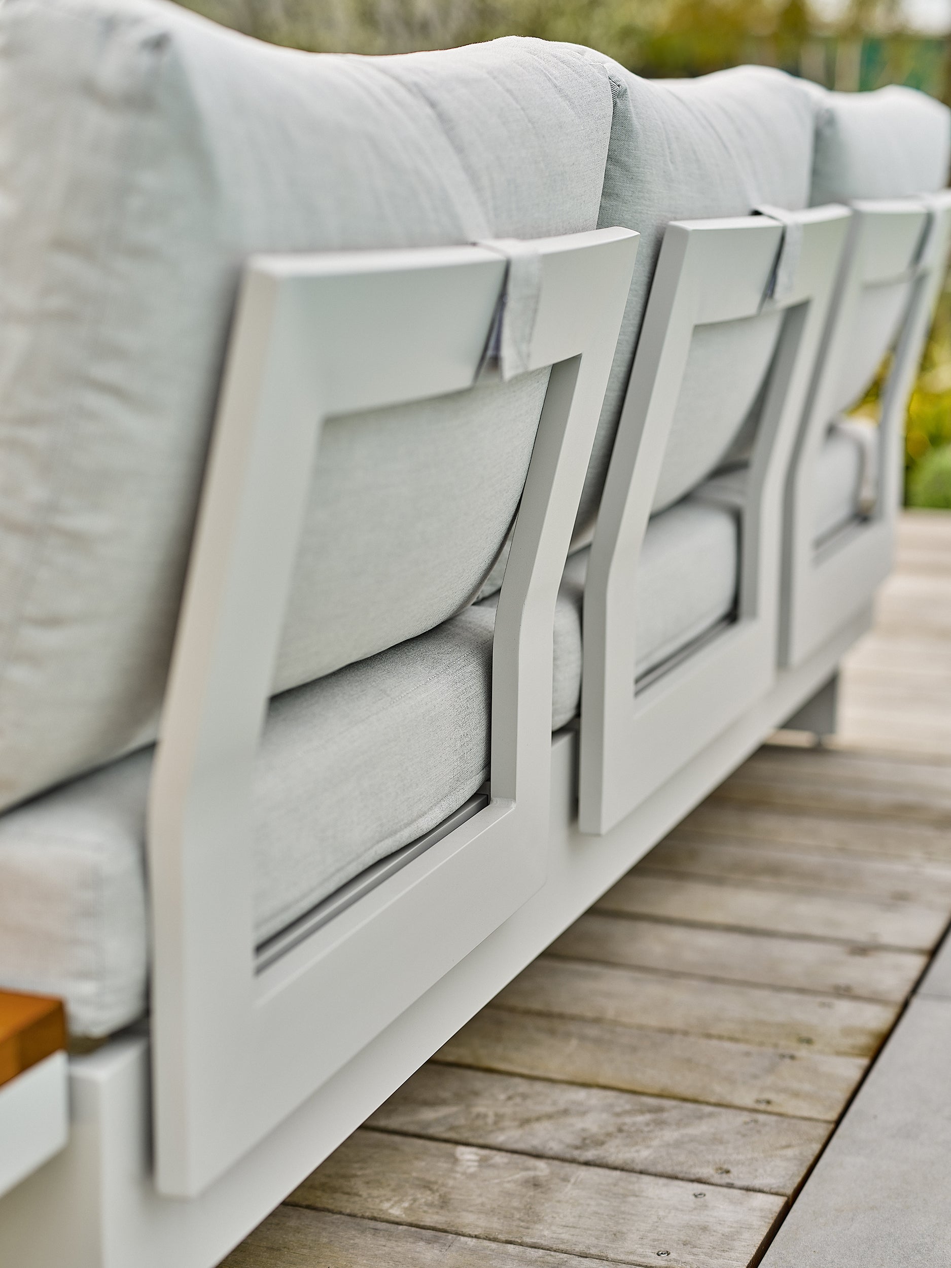 Salon de jardin d'angle Minera aluminium et acacia - Gris