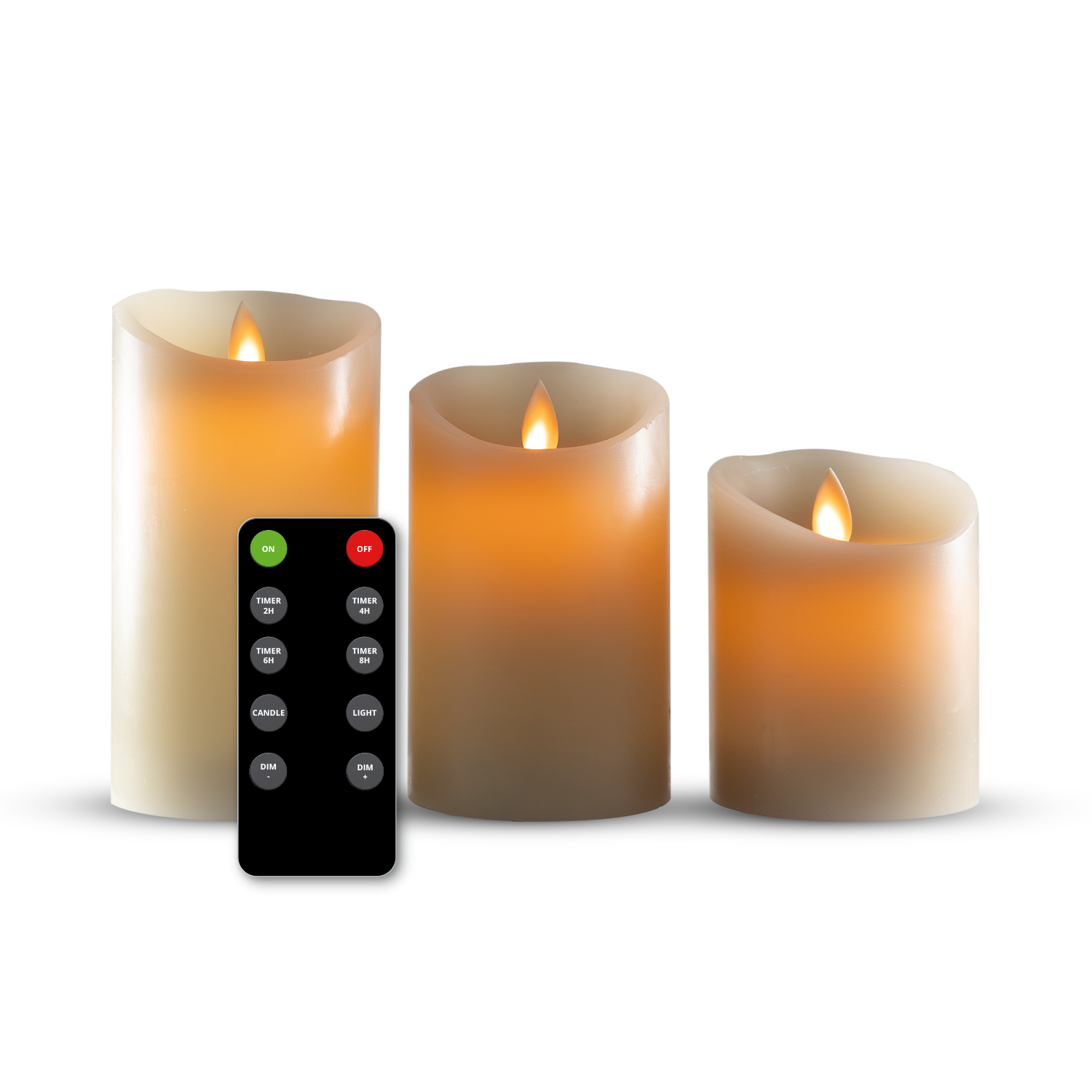 3 Bougies LED rechargeables – Taupe