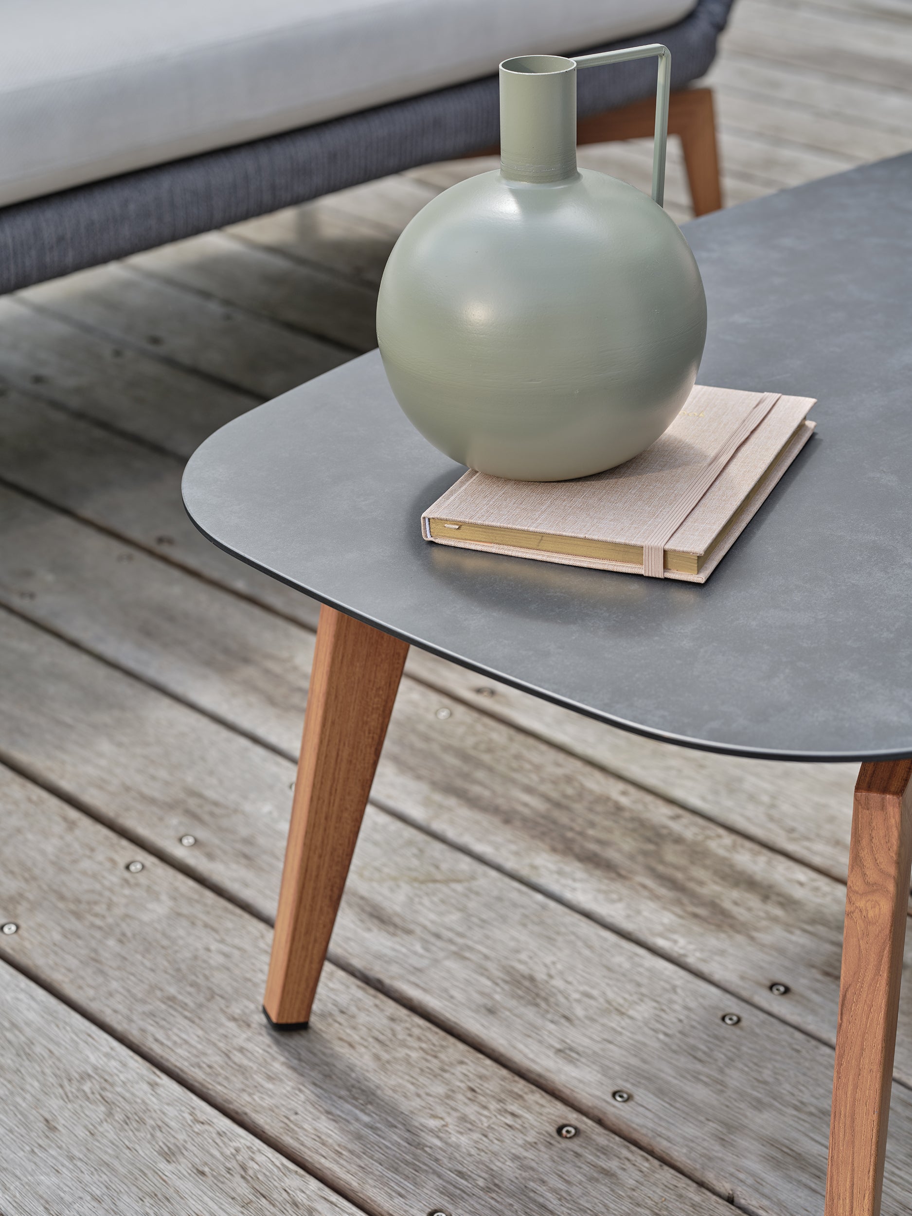 Salon bas de jardin Mynta alu et corde Olefin - Effet bois