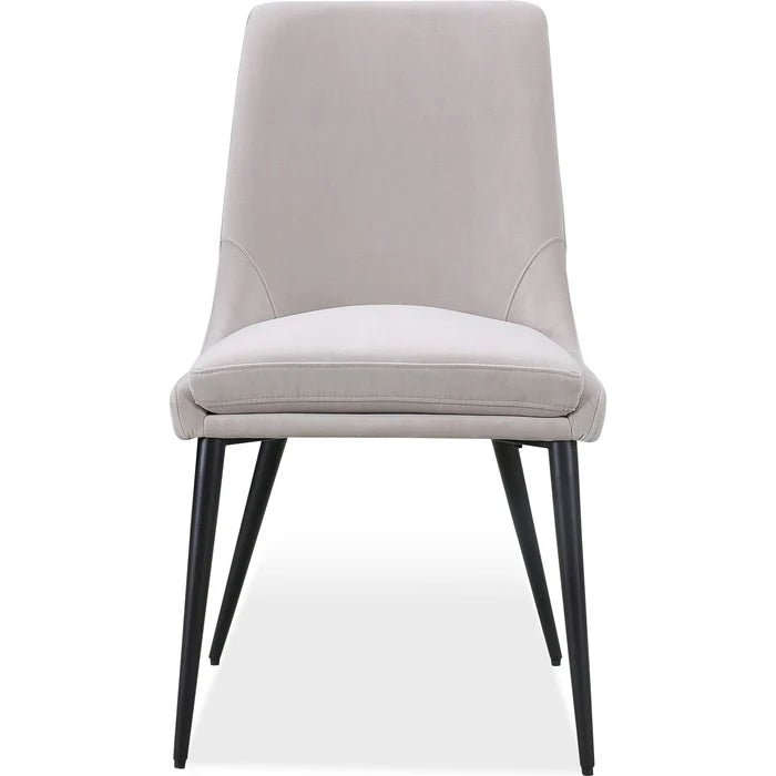 Chaise de salle à manger avec pieds en métal rembourrés, couleur gris cendré et noir - Winston