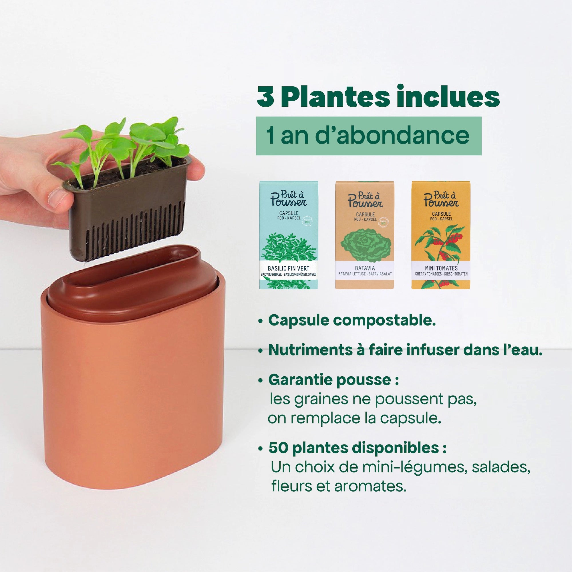 Pack 3 Nano - Pack de 3 jardinières Nano avec lampes de croissance
