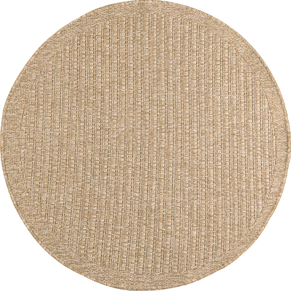 Tapis effet jute naturel uni marron rond - Nature