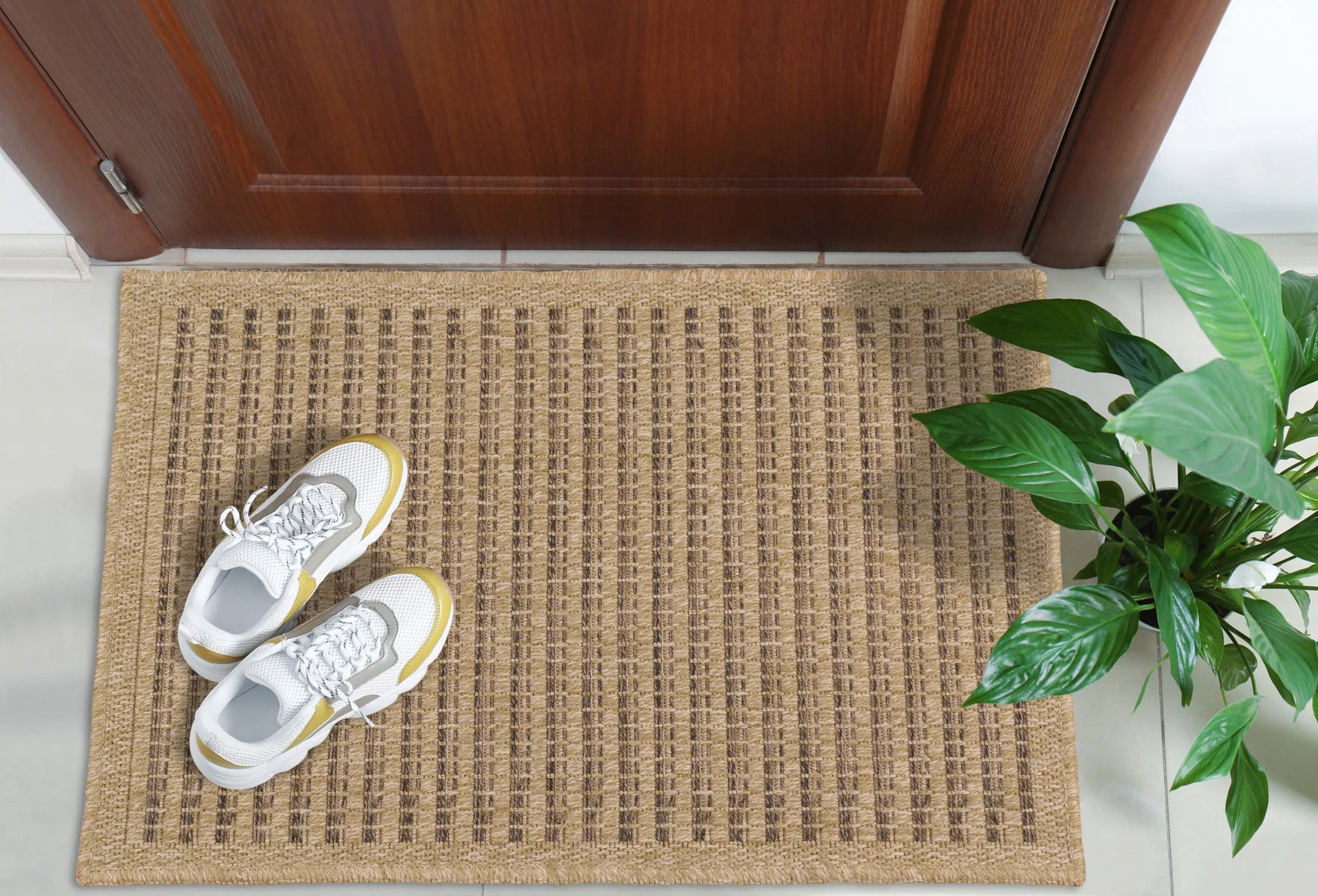 Tapis effet jute naturel uni marron - Nature