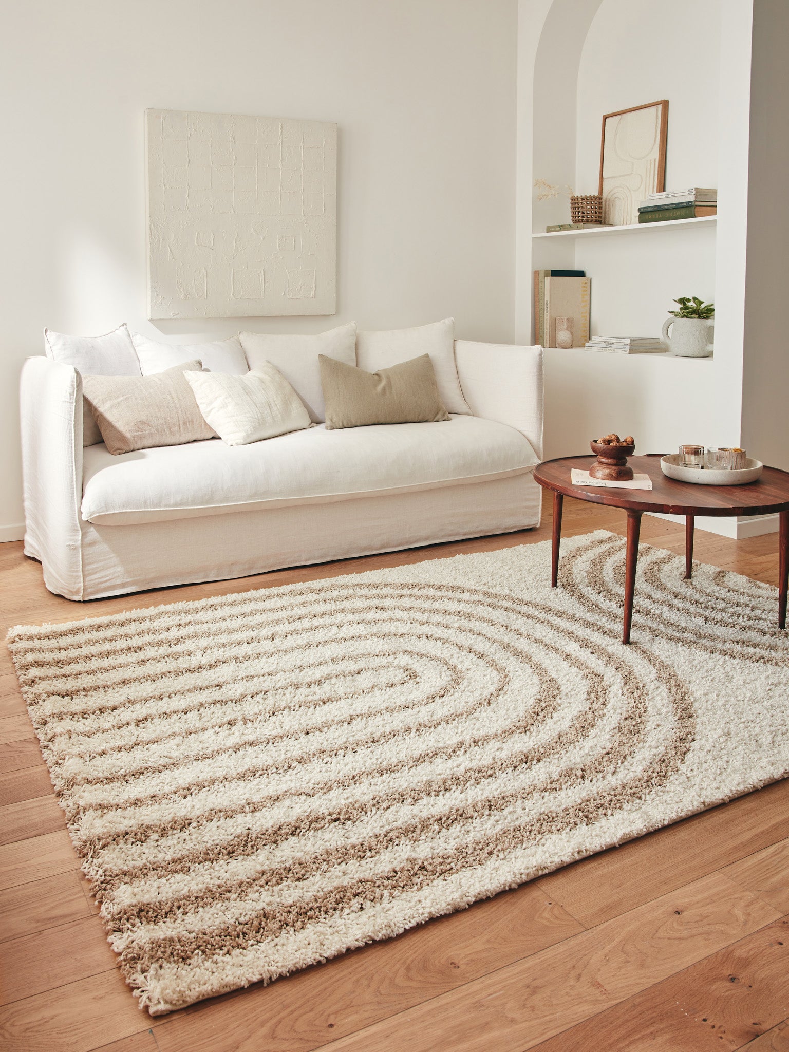 Tapis beige motifs géométriques - Olympe