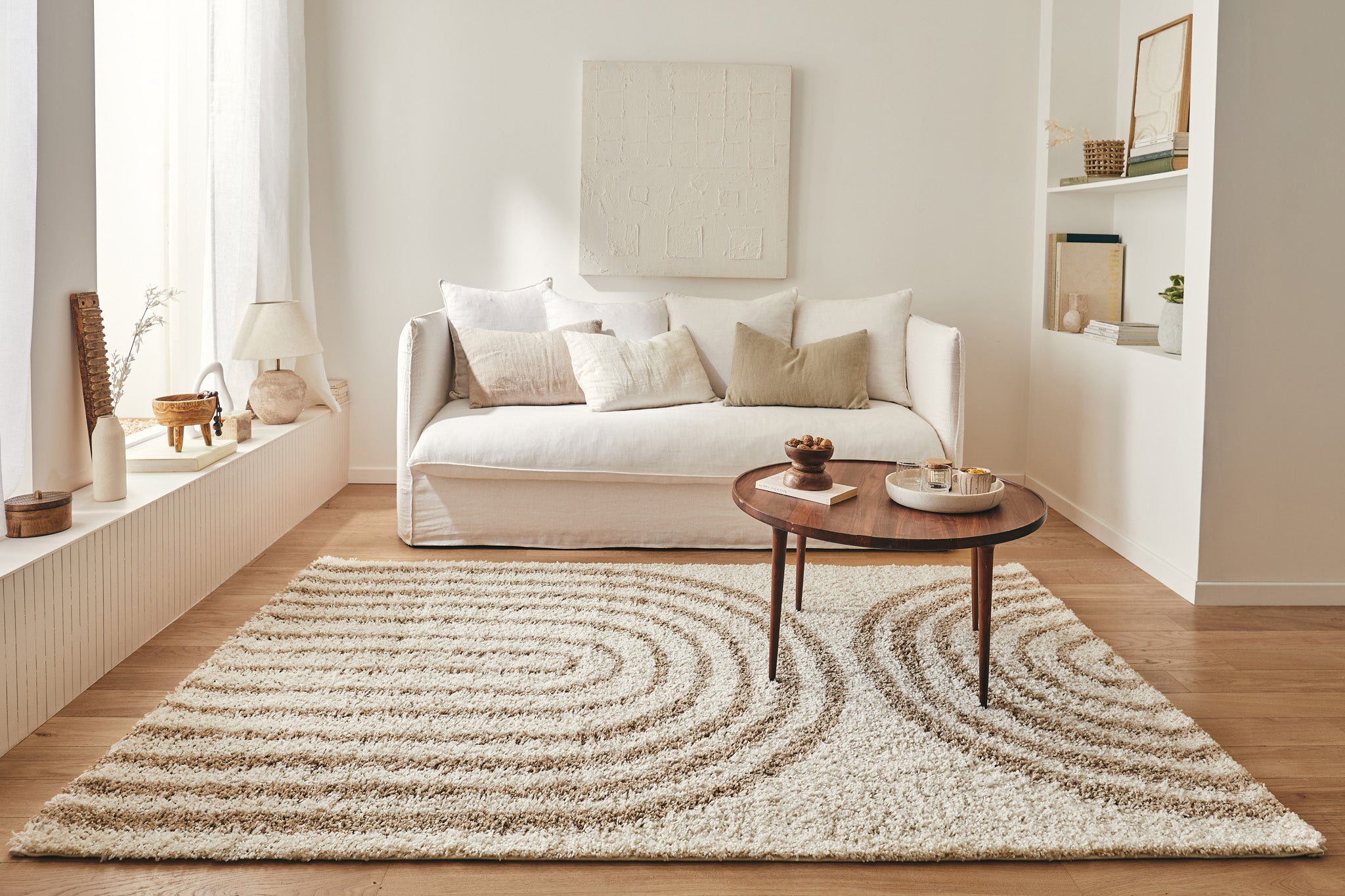 Tapis beige motifs géométriques - Olympe