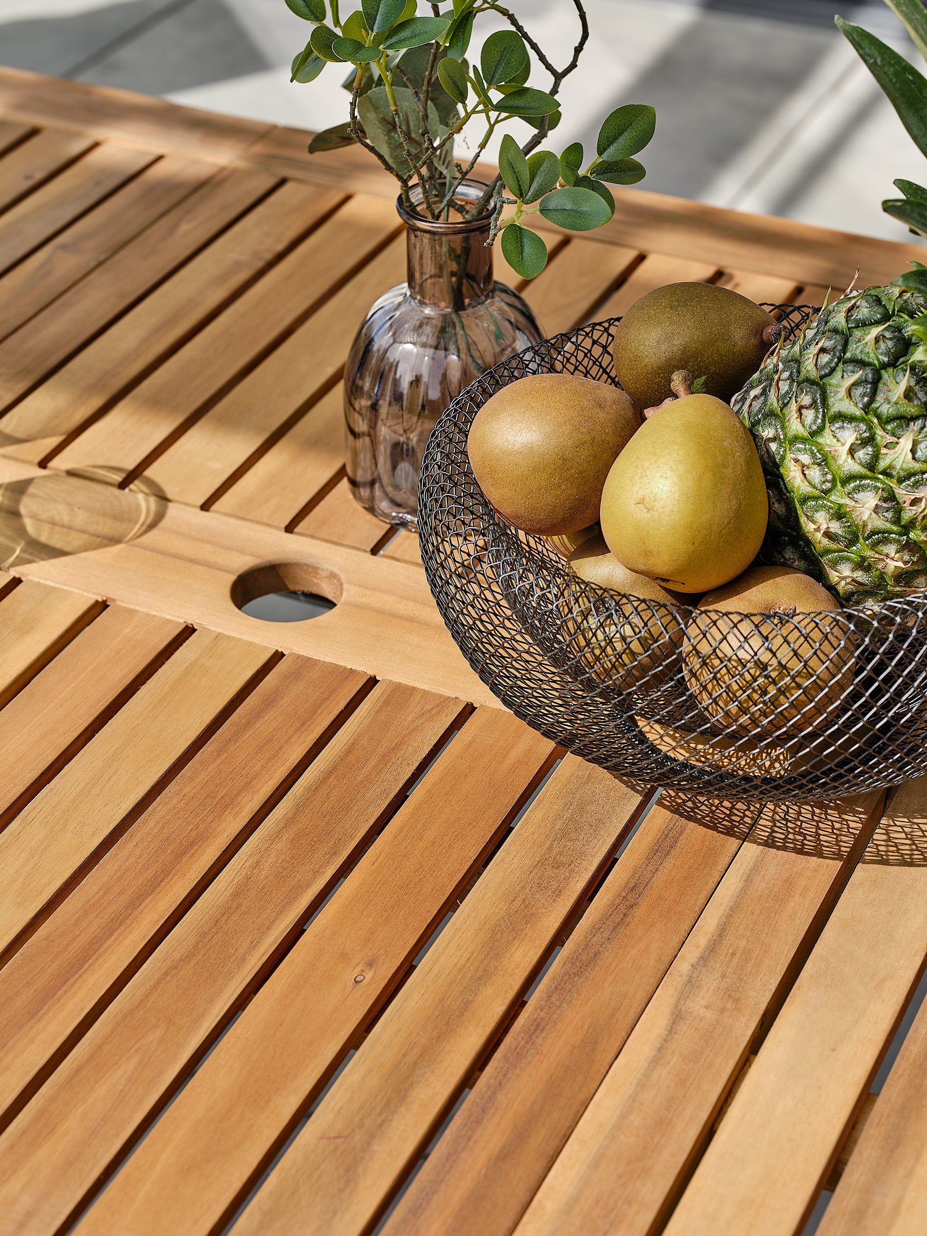 Ensemble repas de jardin extensible en acacia naturel ORSINO 4 places - 150 à 200 cm