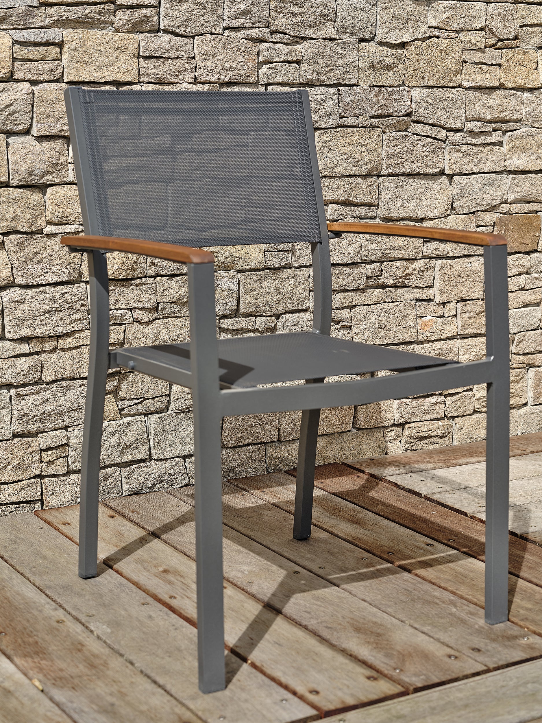 Ensemble repas de jardin extensible en acacia naturel ORSINO 4 places - 150 à 200 cm