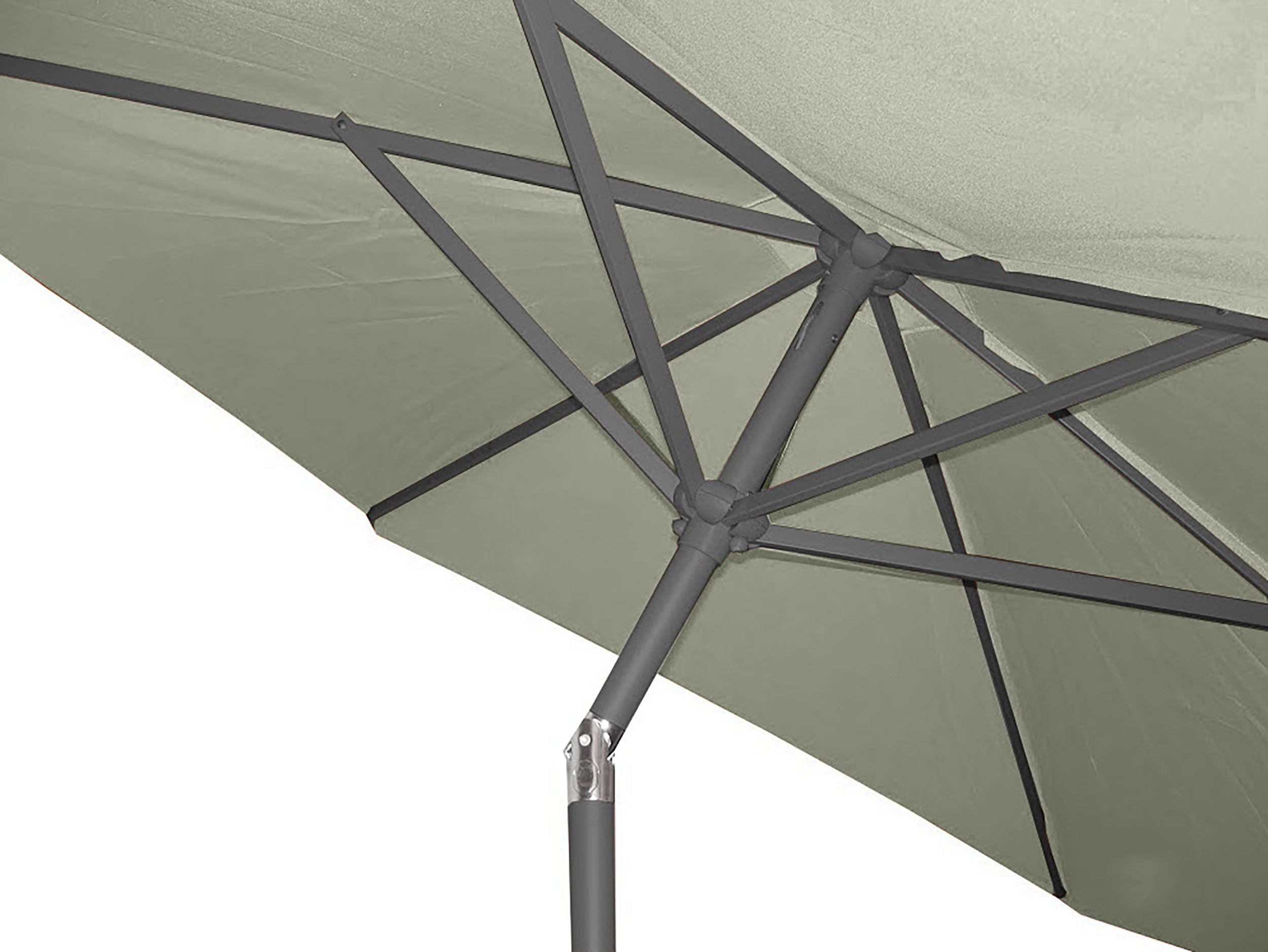 Parasol MARBELLA (diam. 2,7 m) à manivelle en aluminium gris anthracite et polyester - KAKI
