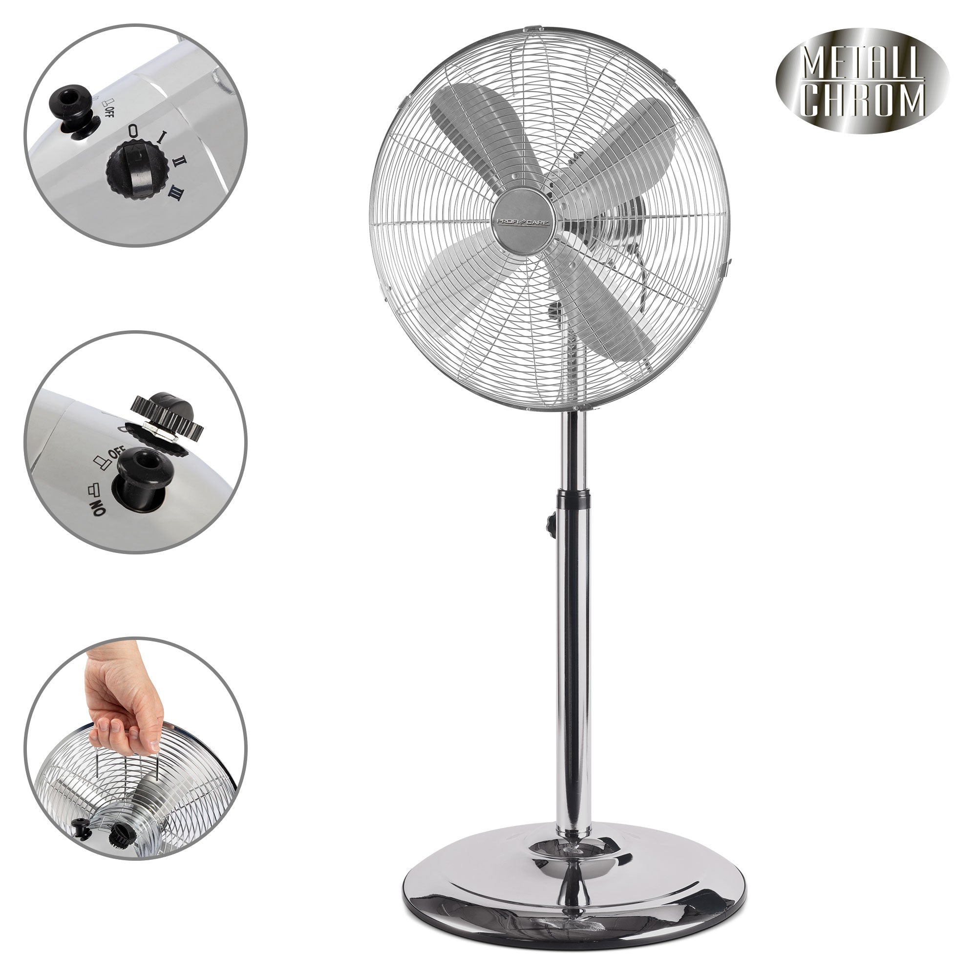Ventilateur sur pied design Inox 40cm
