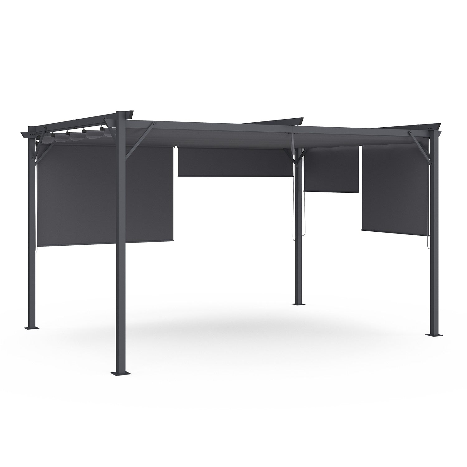 Pergola Marina 3x4m toit rétractable avec 4 stores intégrés gris