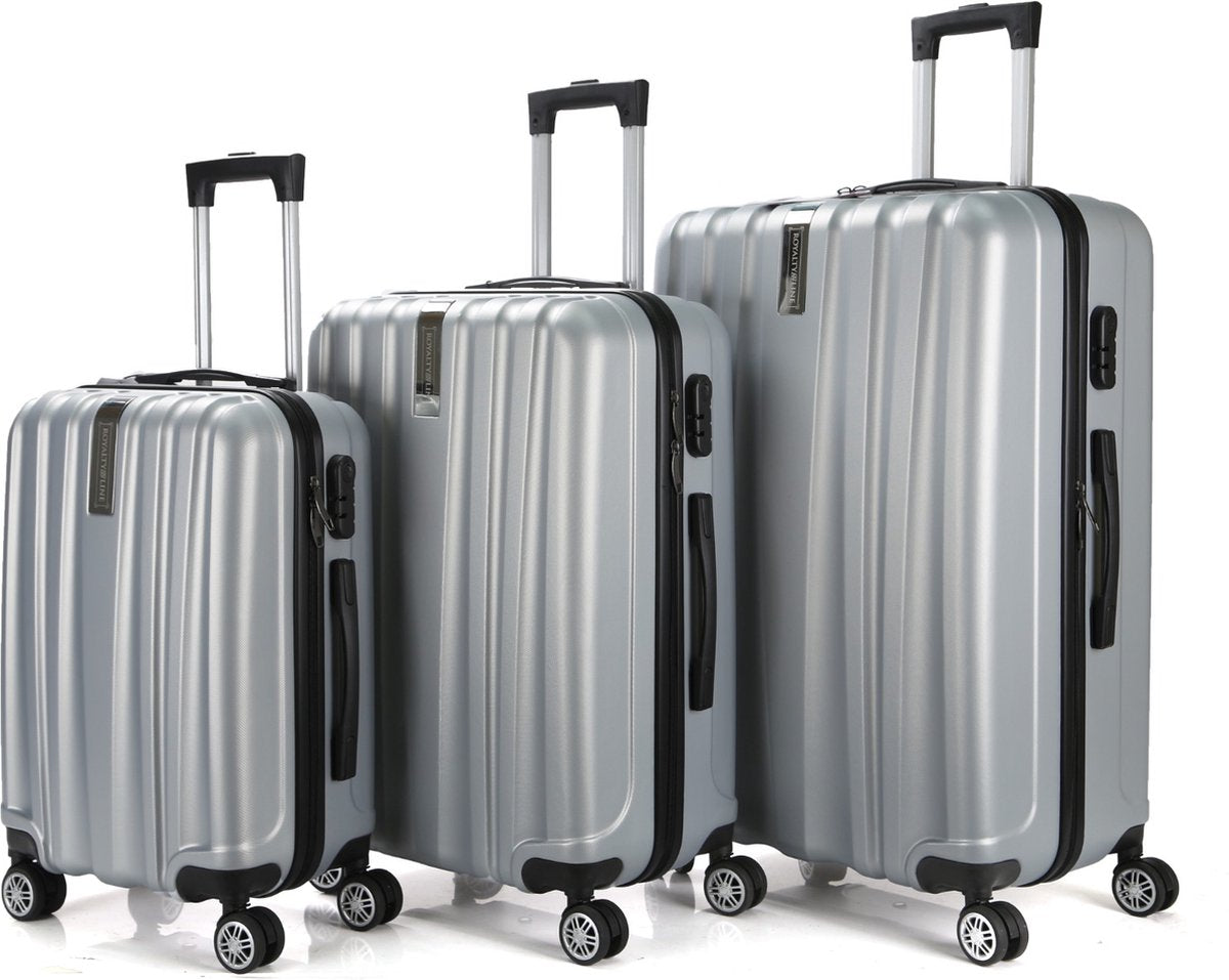 Set 3 valises 36-67-98 litres ABS avec 4 roulettes Argenté