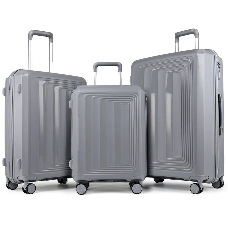 Set 3 valises 36-67-98 litres ABS avec 4 roulettes Argenté