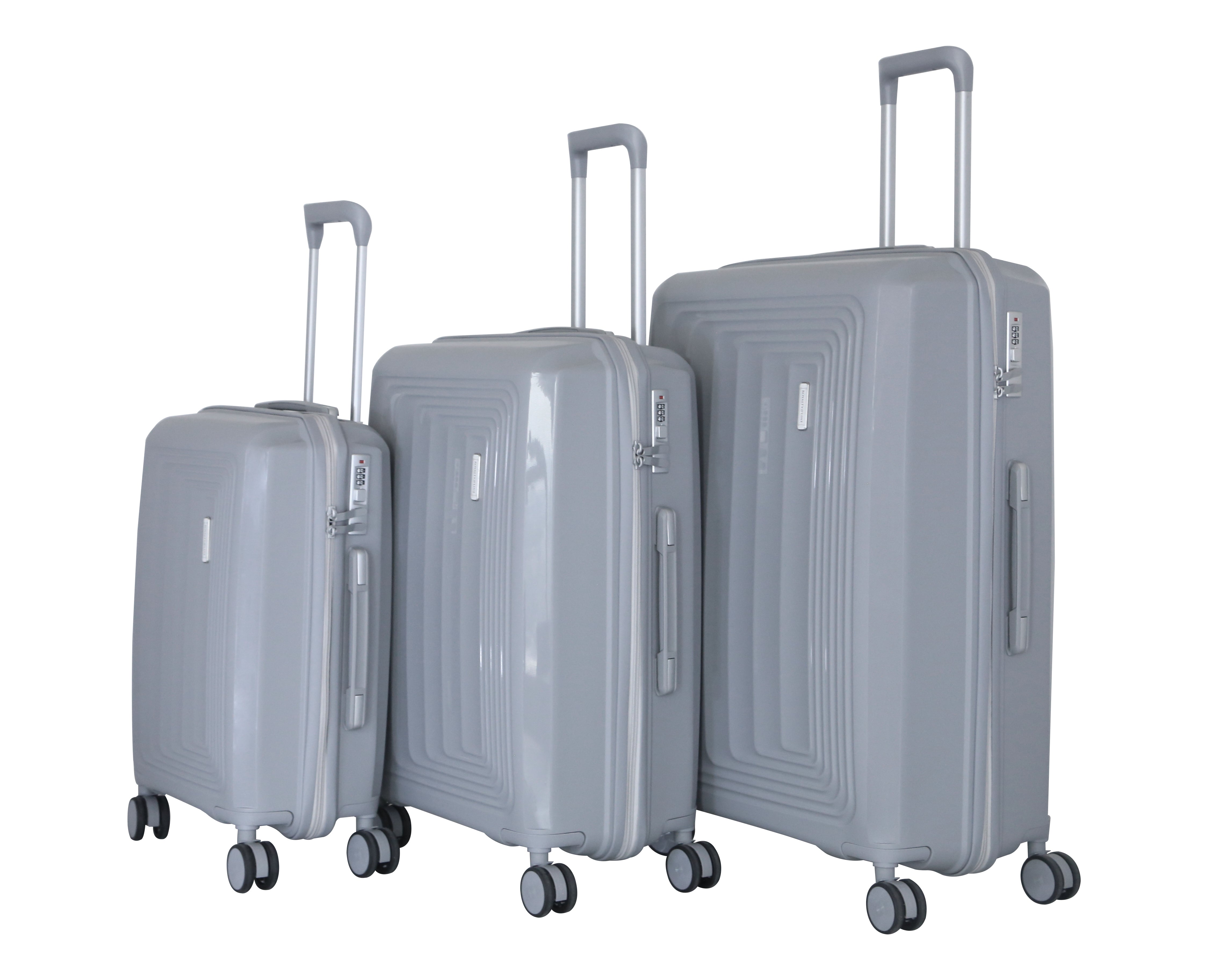 Set 3 valises 36-67-98 litres ABS avec 4 roulettes Argenté