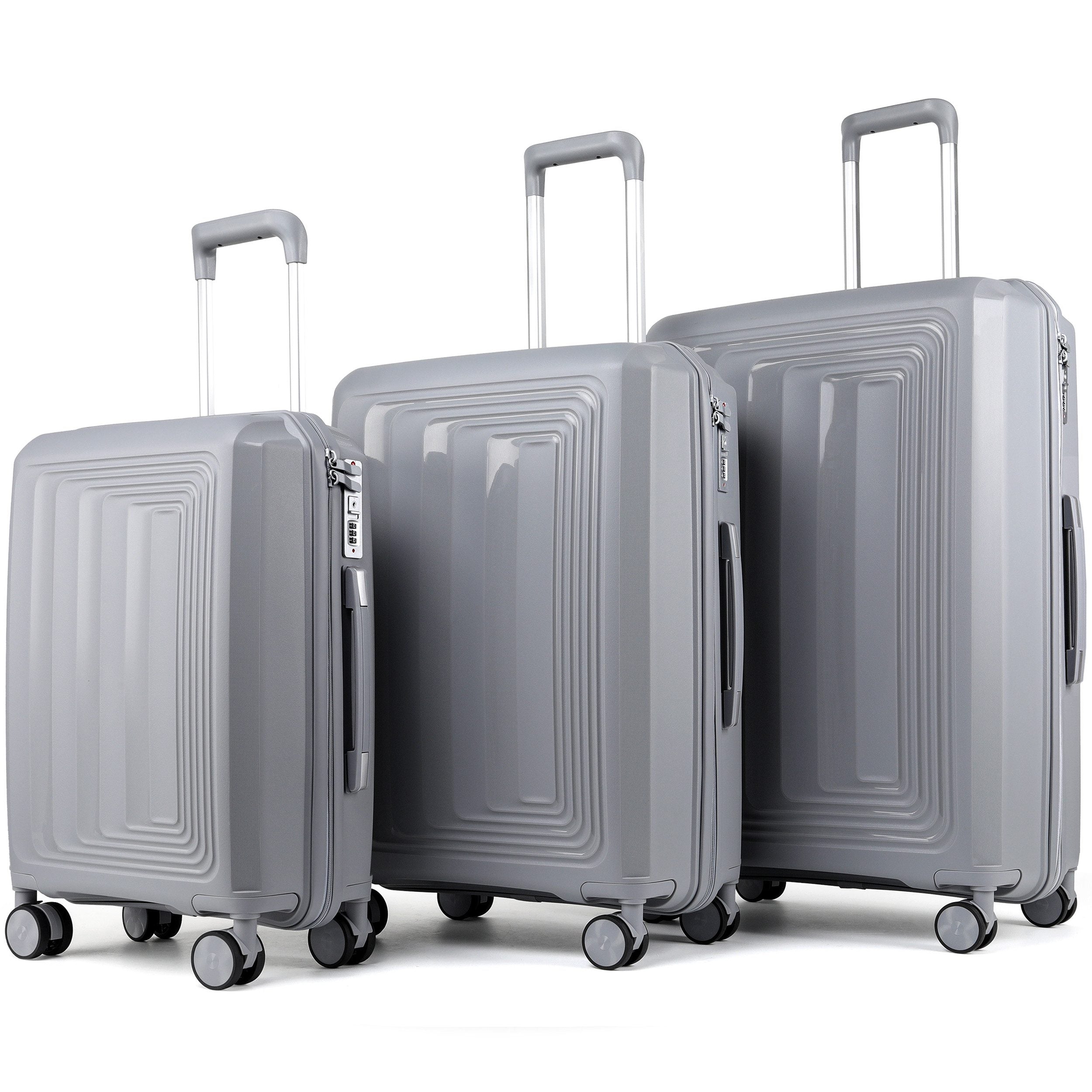 Set 3 valises 36-67-98 litres ABS avec 4 roulettes Argenté