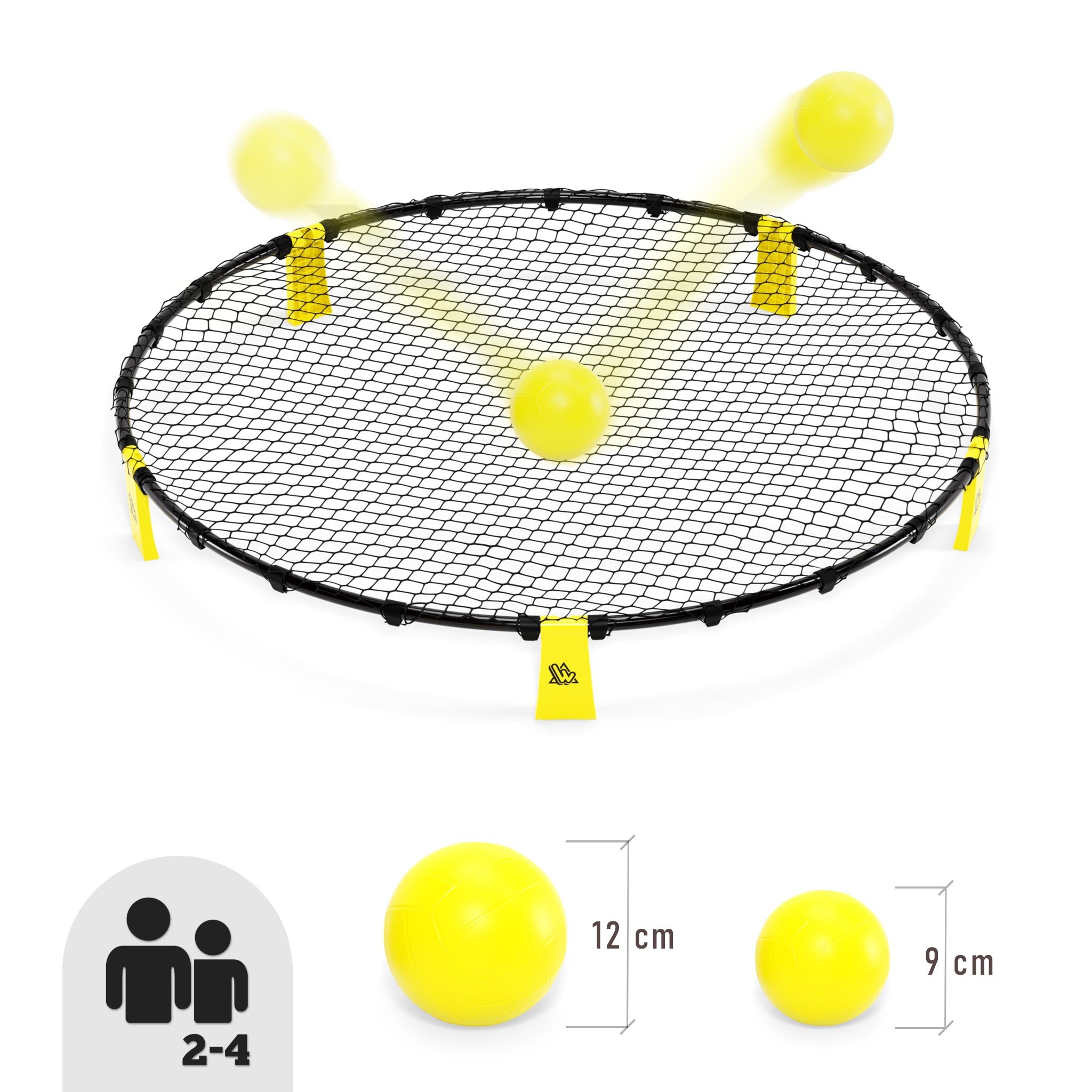 Set de Smashball jaune 90cm avec 3 ballons, une pompe et un sac de transport