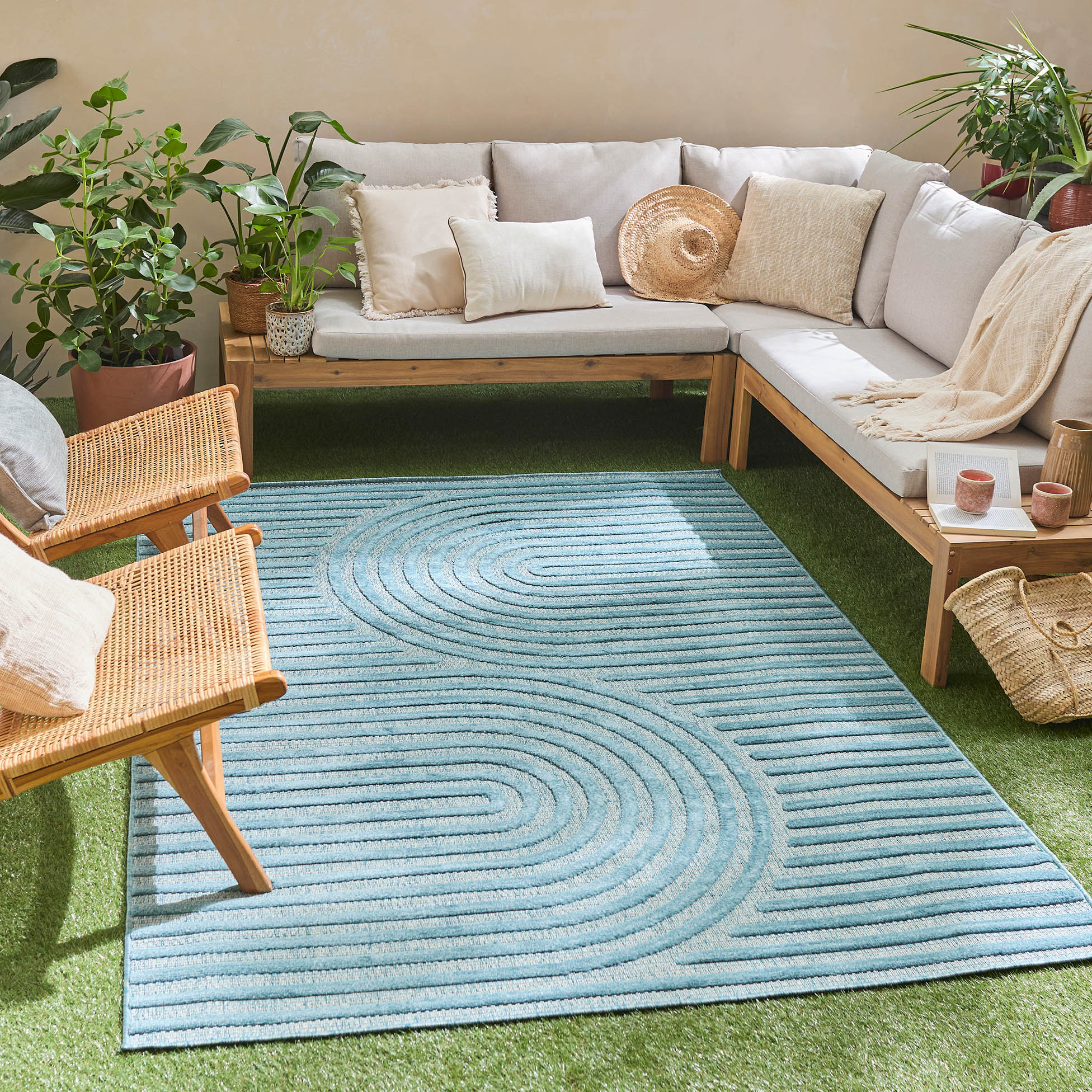 Tapis intérieur/extérieur turquoise - Santorini