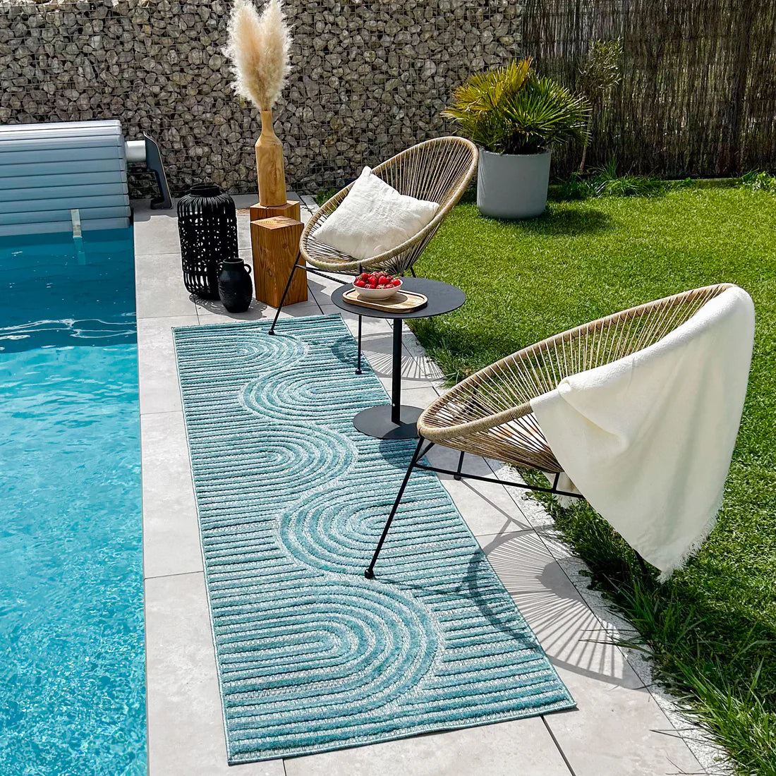 Tapis intérieur/extérieur turquoise - Santorini