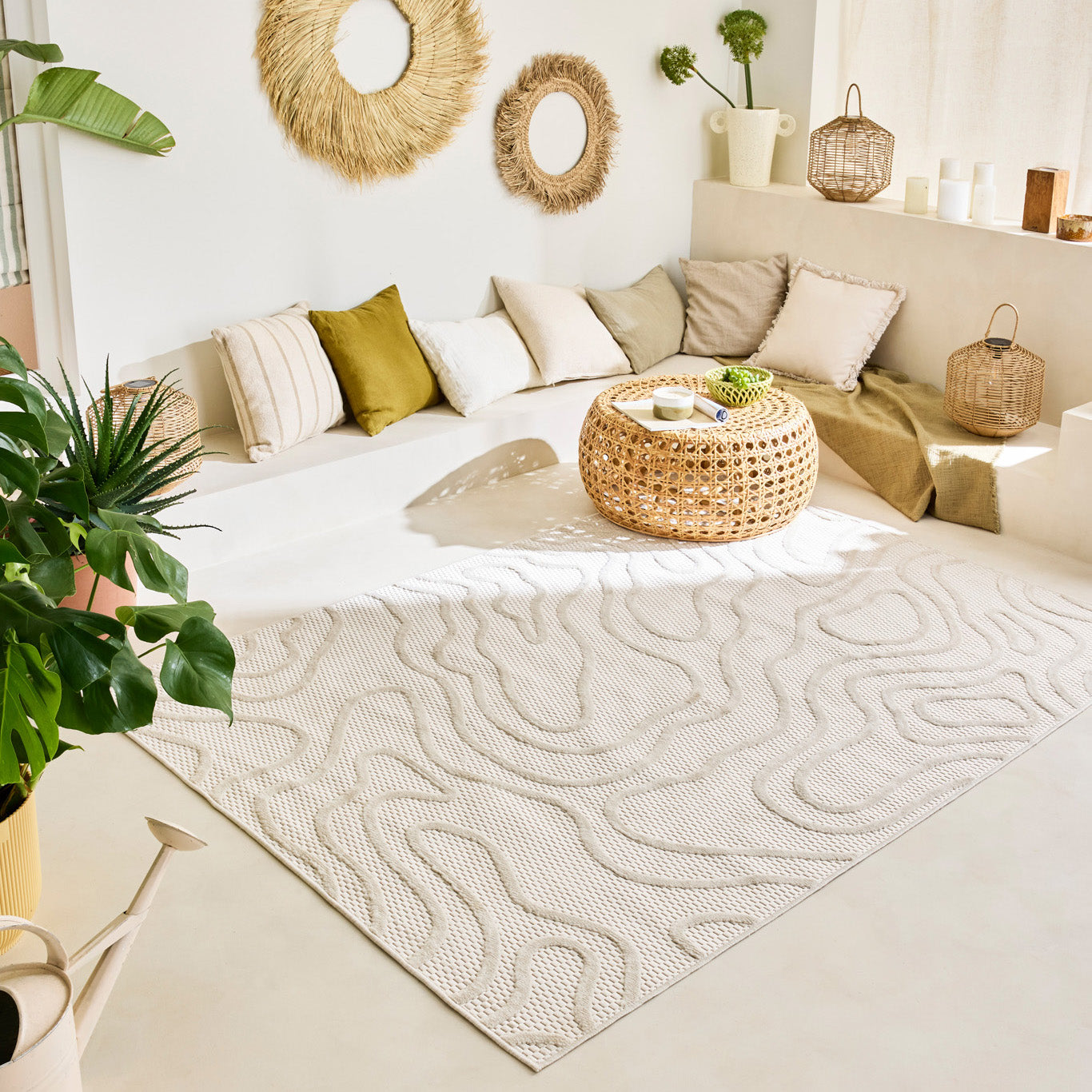 Tapis intérieur/extérieur blanc - Santorini