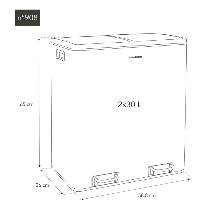 Poubelle de tri 2x30L Bleu Nuit