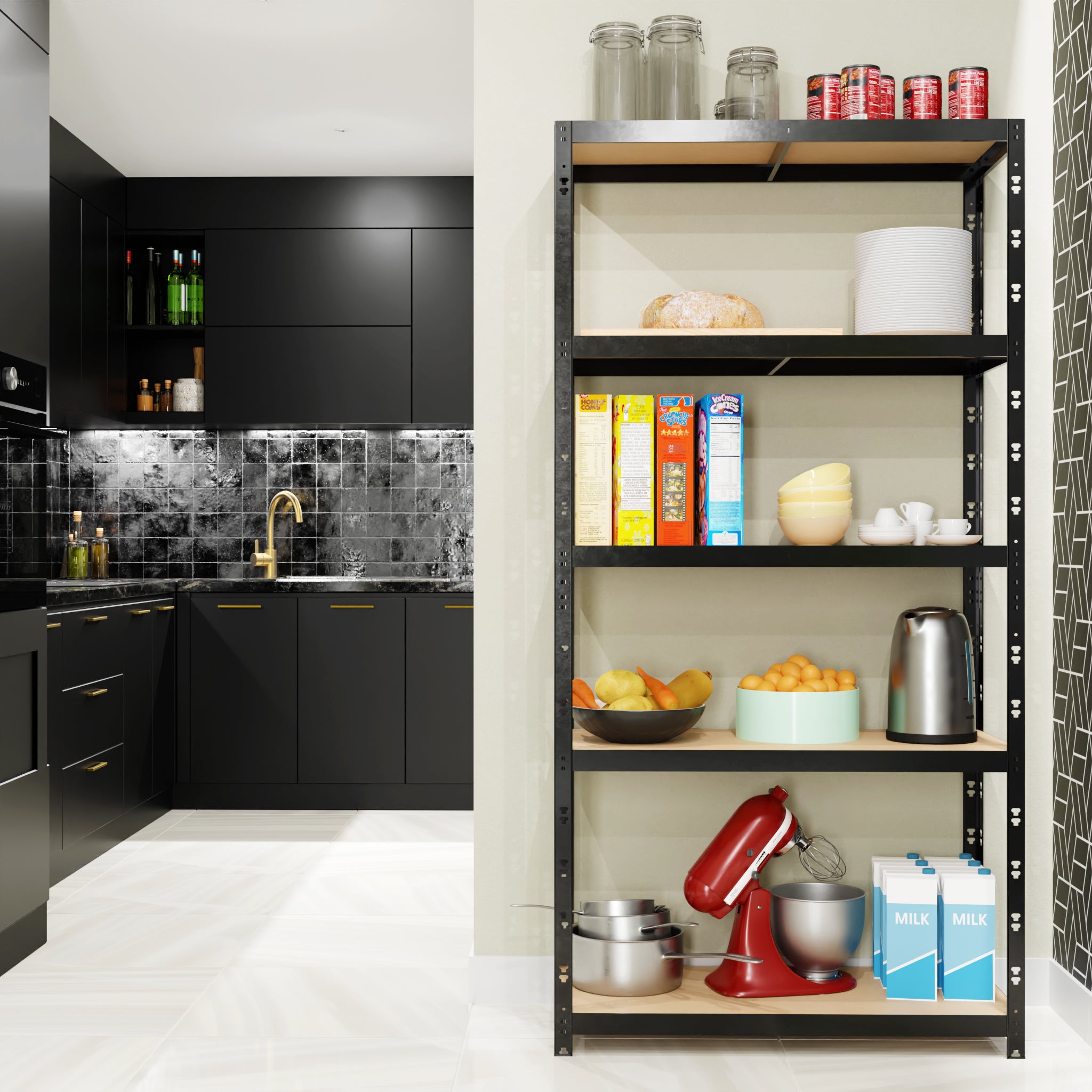 Etagère de Rangement Charges Lourdes 180x90x40cm Noir