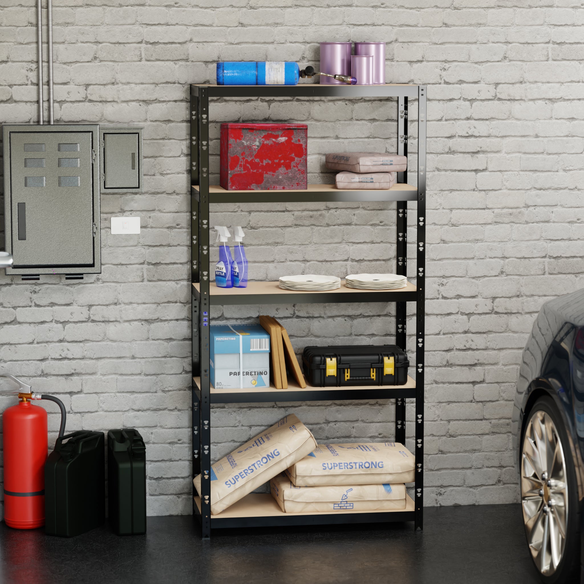 Etagère de Rangement Charges Lourdes 180x90x40cm Noir