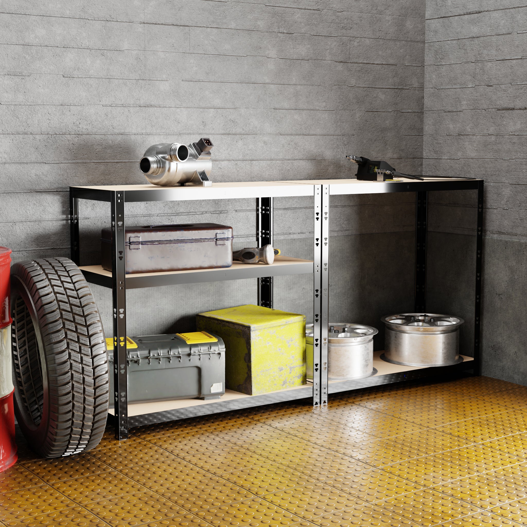 Etagère de Rangement Charges Lourdes 180x90x40cm Noir