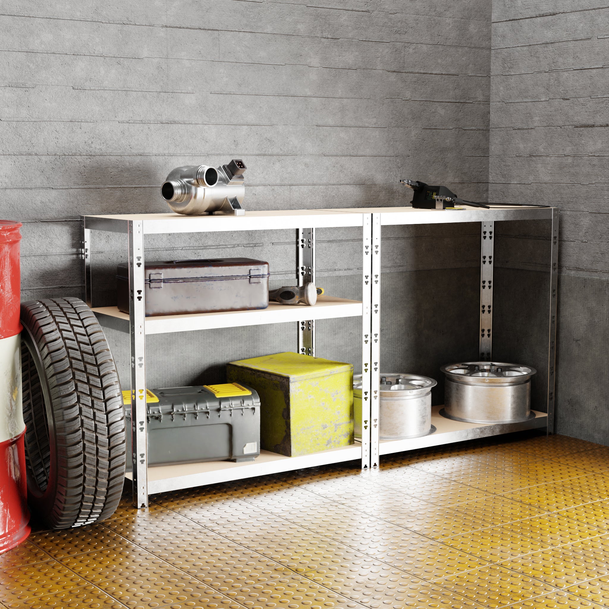 Etagère de Rangement Charges Lourdes 180x90x40cm Gris