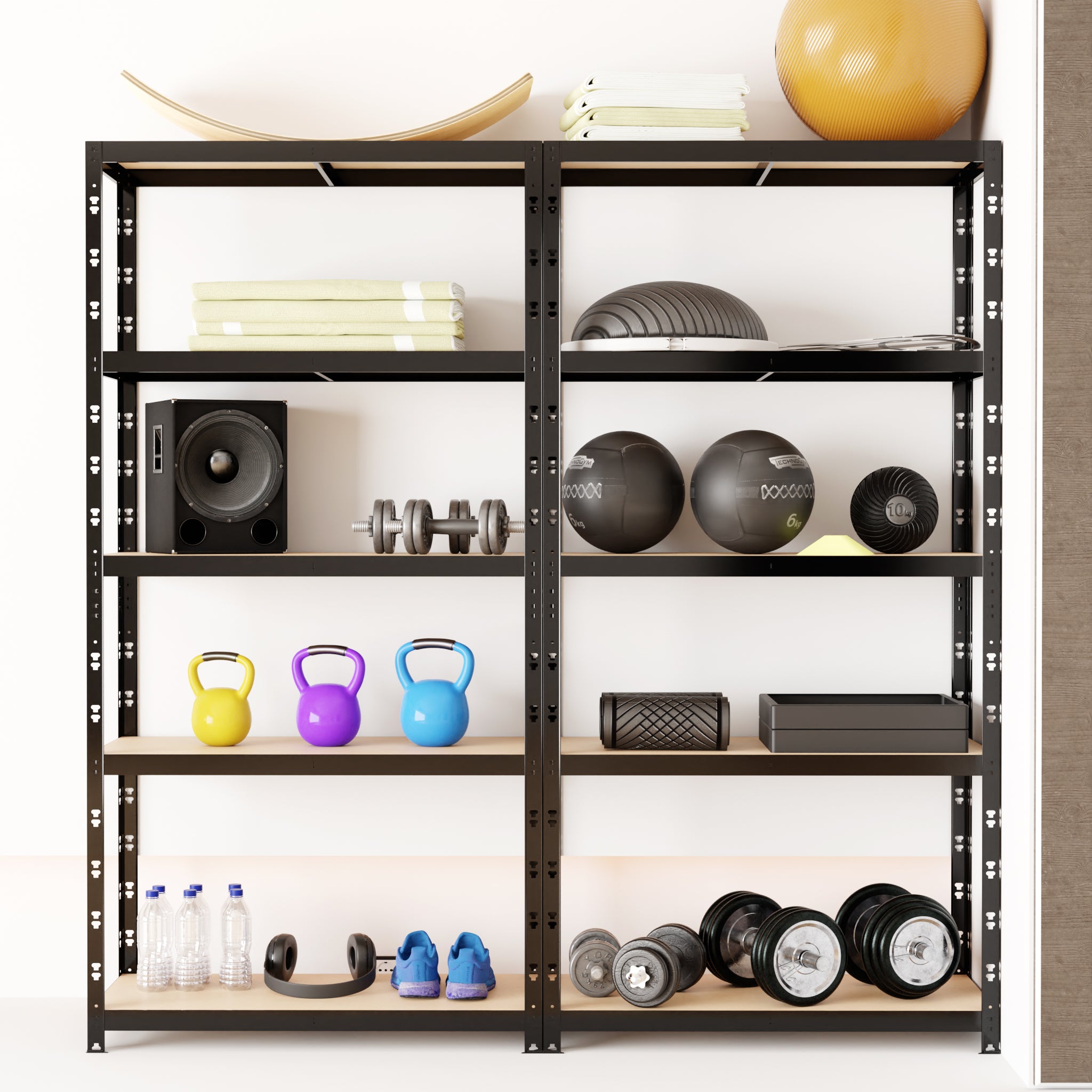 Lot de 2 Etagères de Rangement Charges Lourdes 180x90x40cm Noir