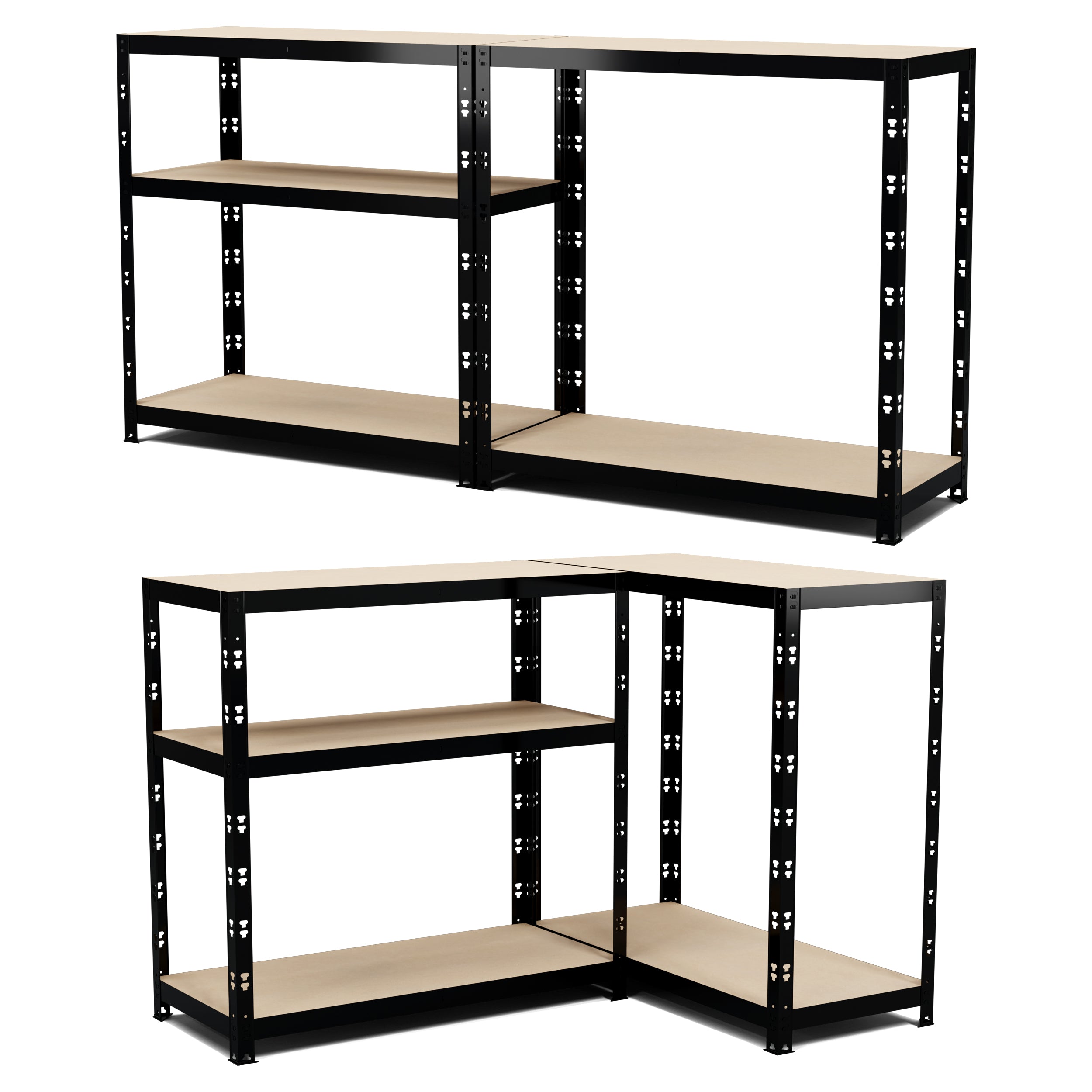 Lot de 2 Etagères de Rangement Charges Lourdes 180x90x40cm Noir