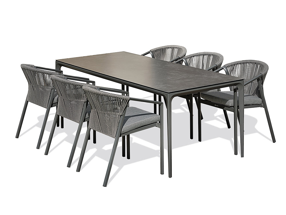 Ensemble de repas 6 places gris anthracite - Tigua