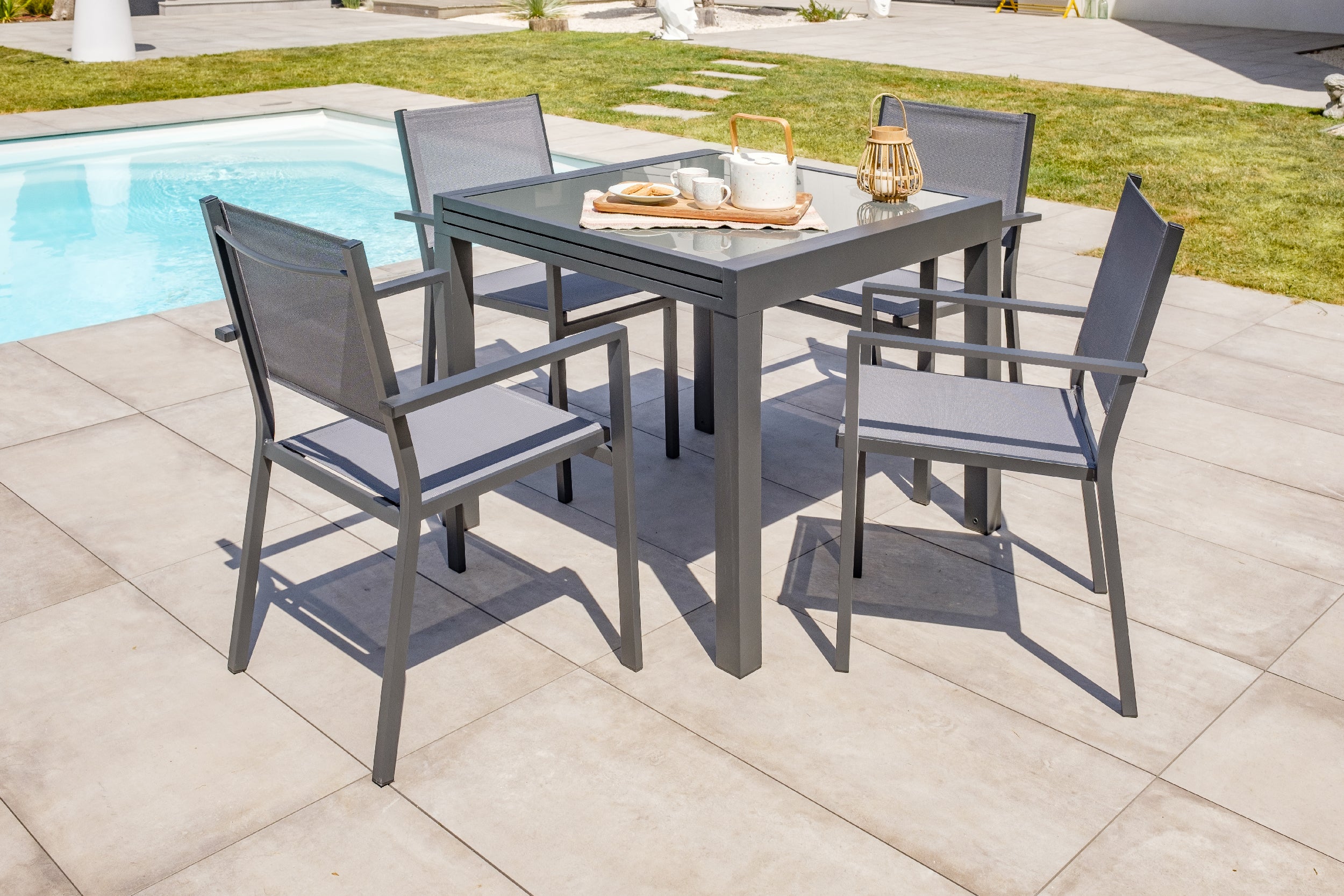 Lot de 2 fauteuils de jardin TOLEDE-FT empilables