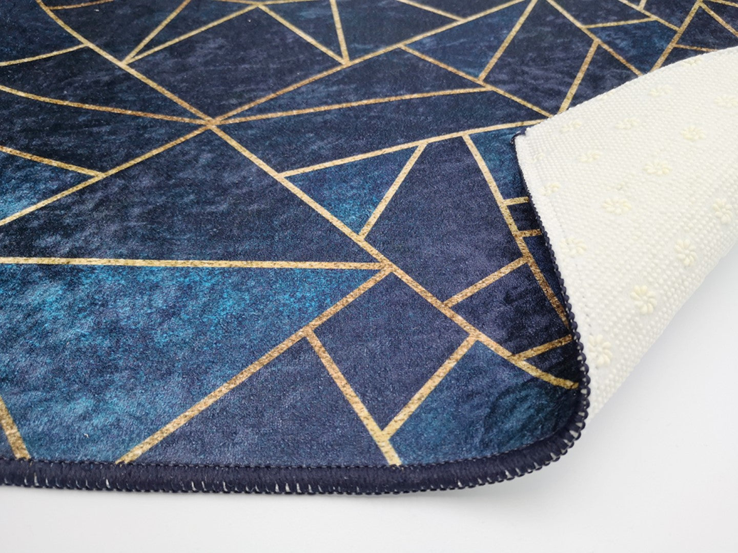 Tapis Grafic Bleu Doré