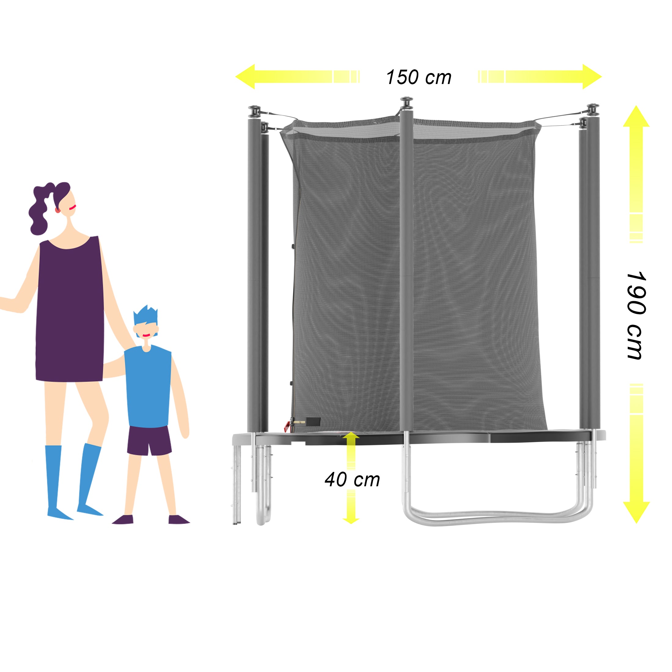 Trampoline Classique 5FT-150cm Noir