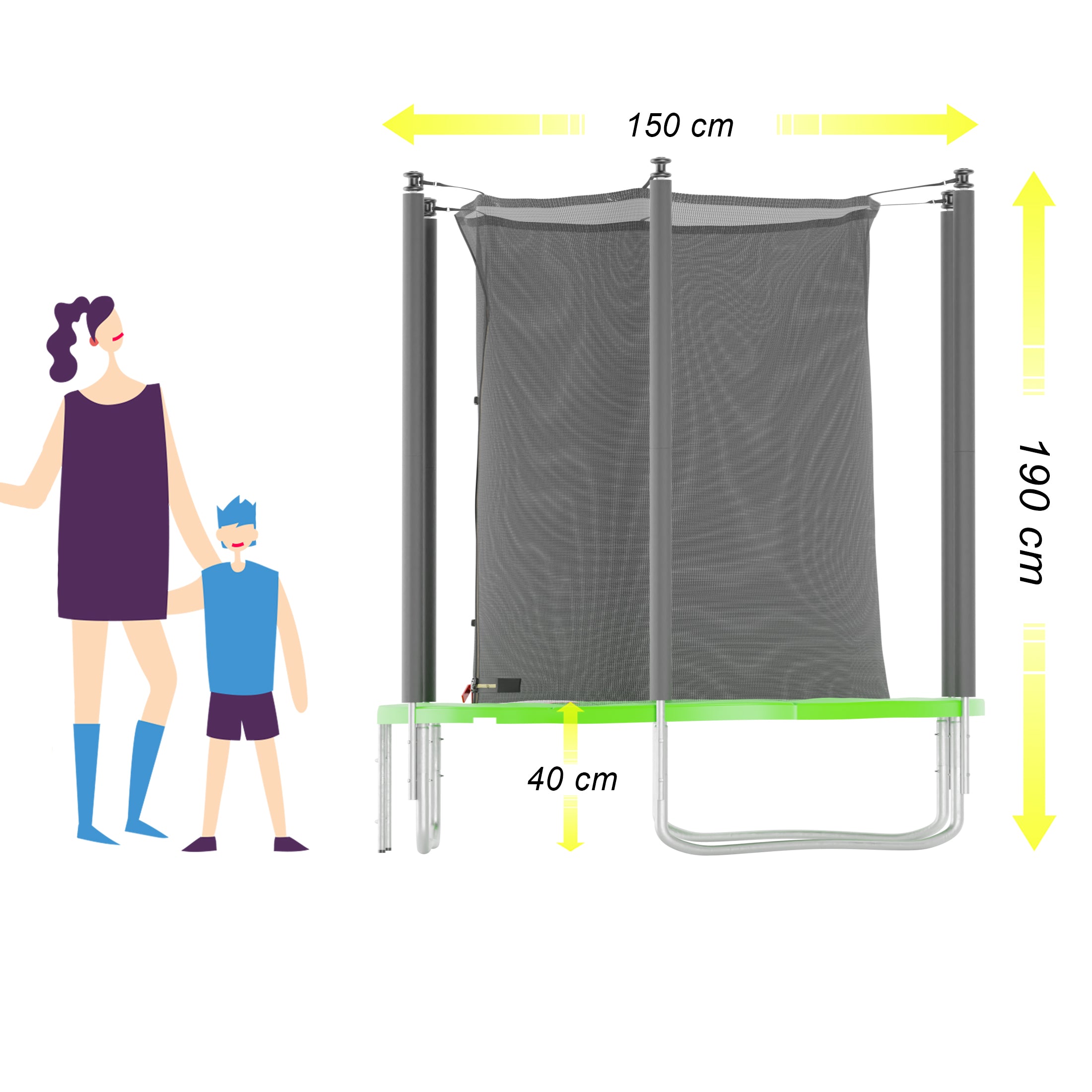 Trampoline Classique 5FT-150cm Vert pomme