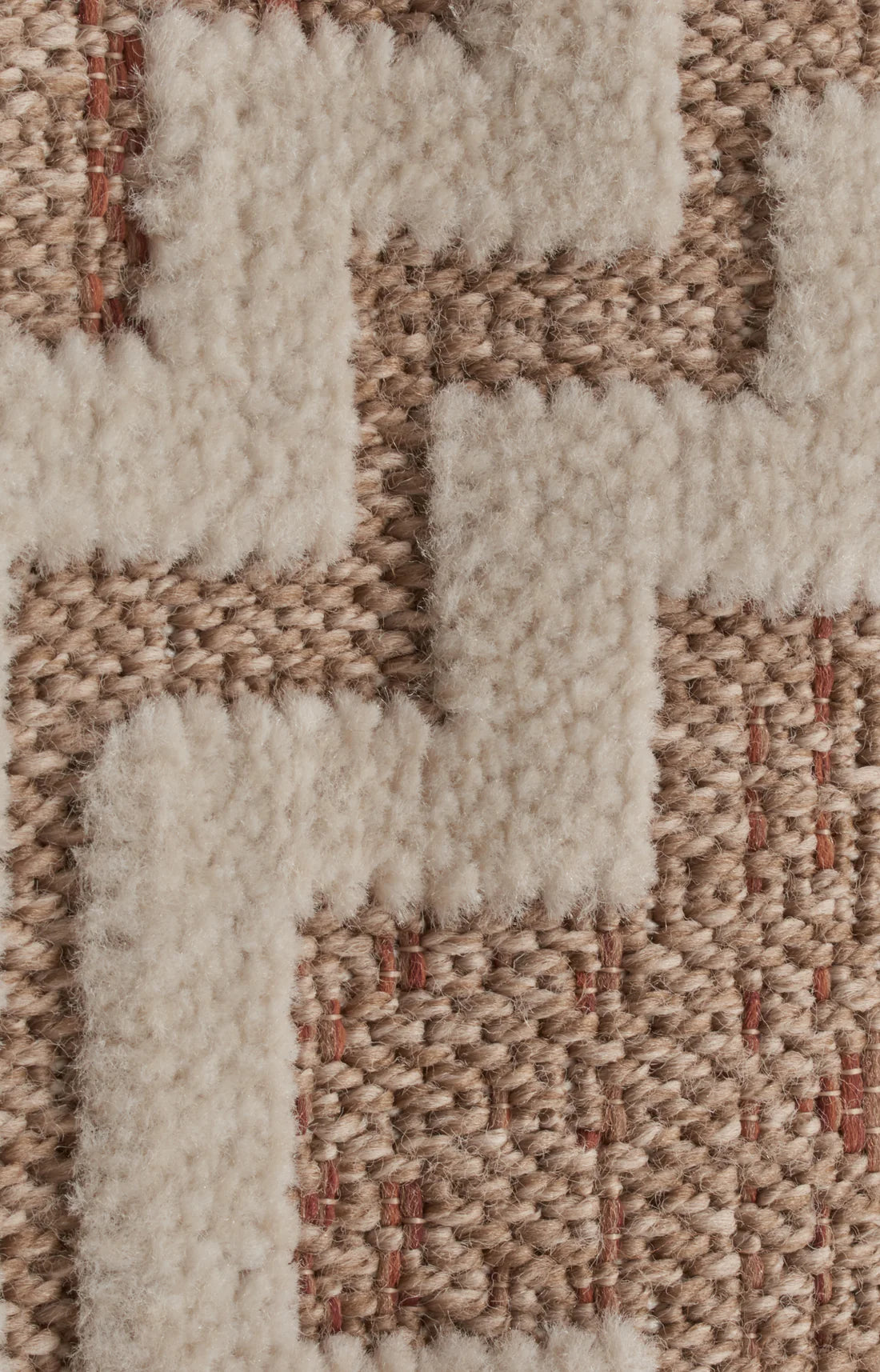 Tapis intérieur et extérieur aspect jute rouge motifs feuilles