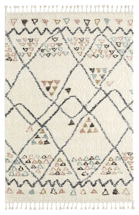 Tapis ethnique motifs losanges turquoise - Delya