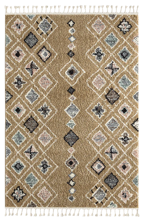 Tapis ethnique motifs losanges jaune - Delya