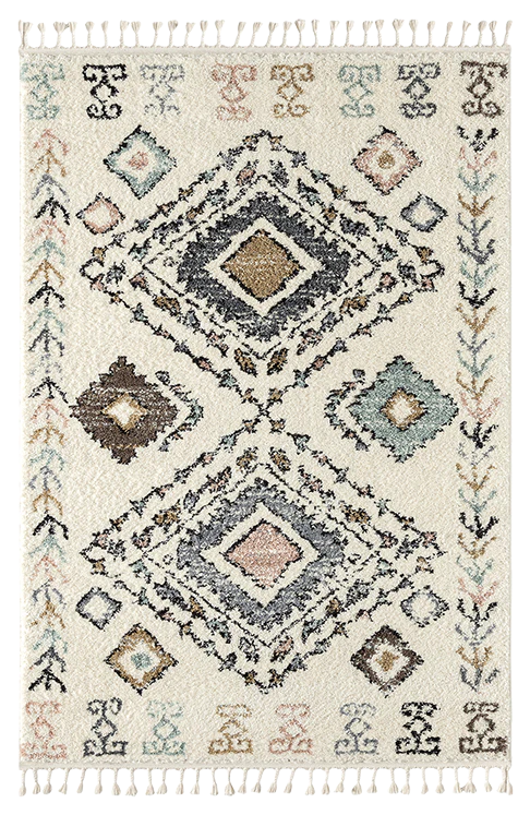 Tapis berbère motifs losanges crème - Delya