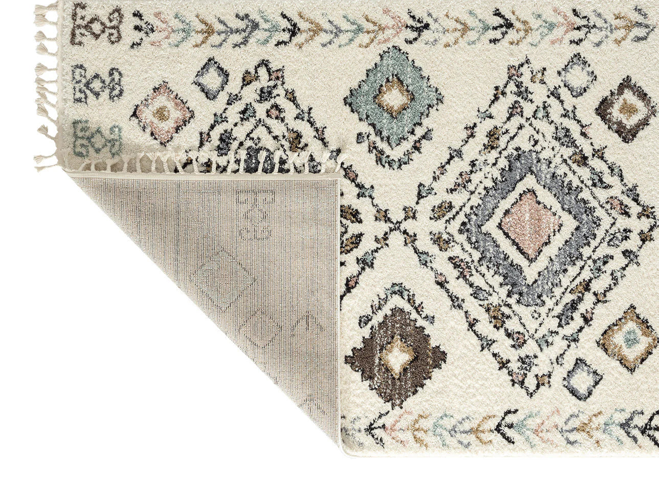 Tapis berbère motifs losanges crème - Delya