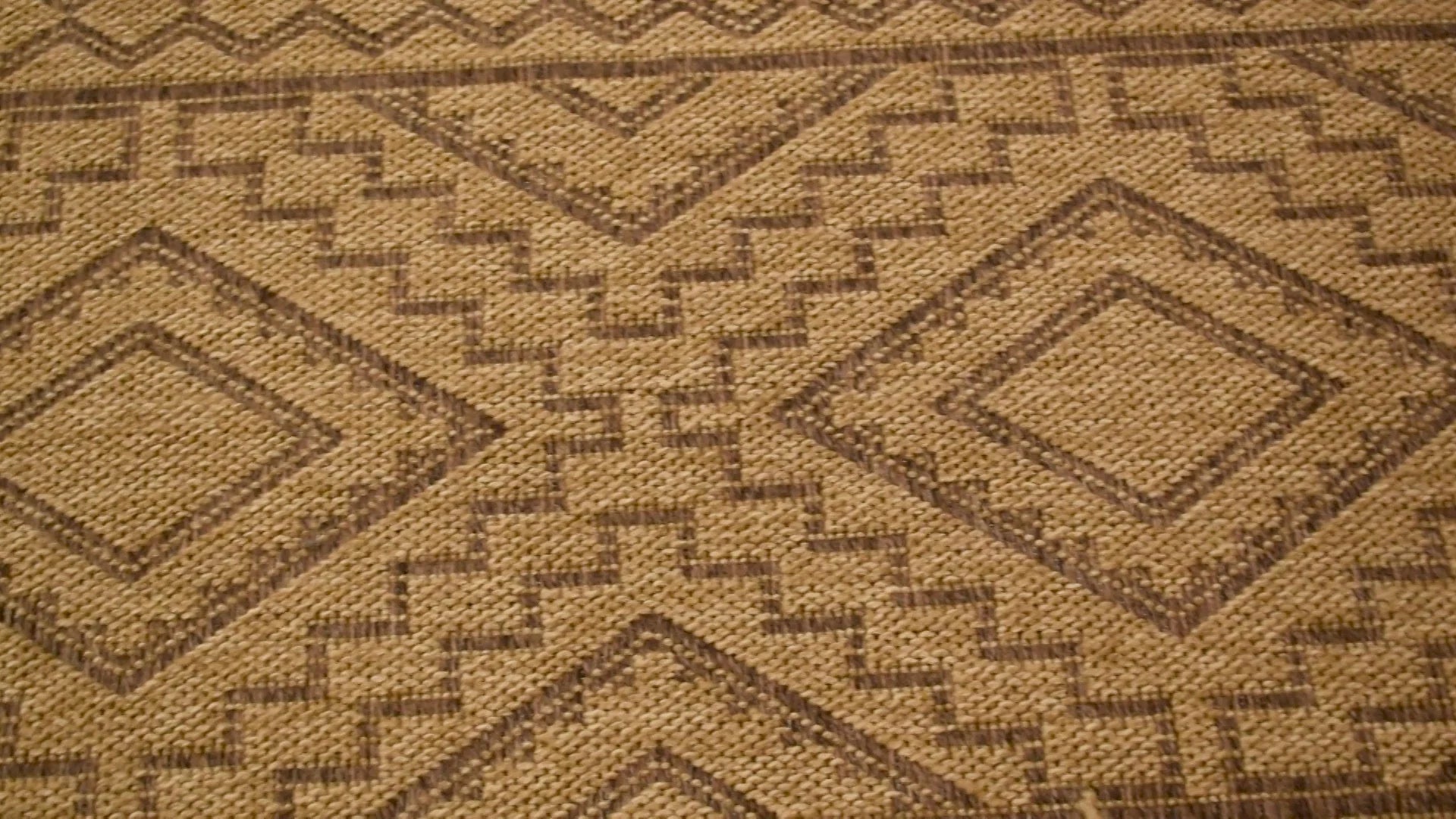 Tapis de salon - intérieur extérieur - aspect jute naturel - motifs géométriques beige - Nature