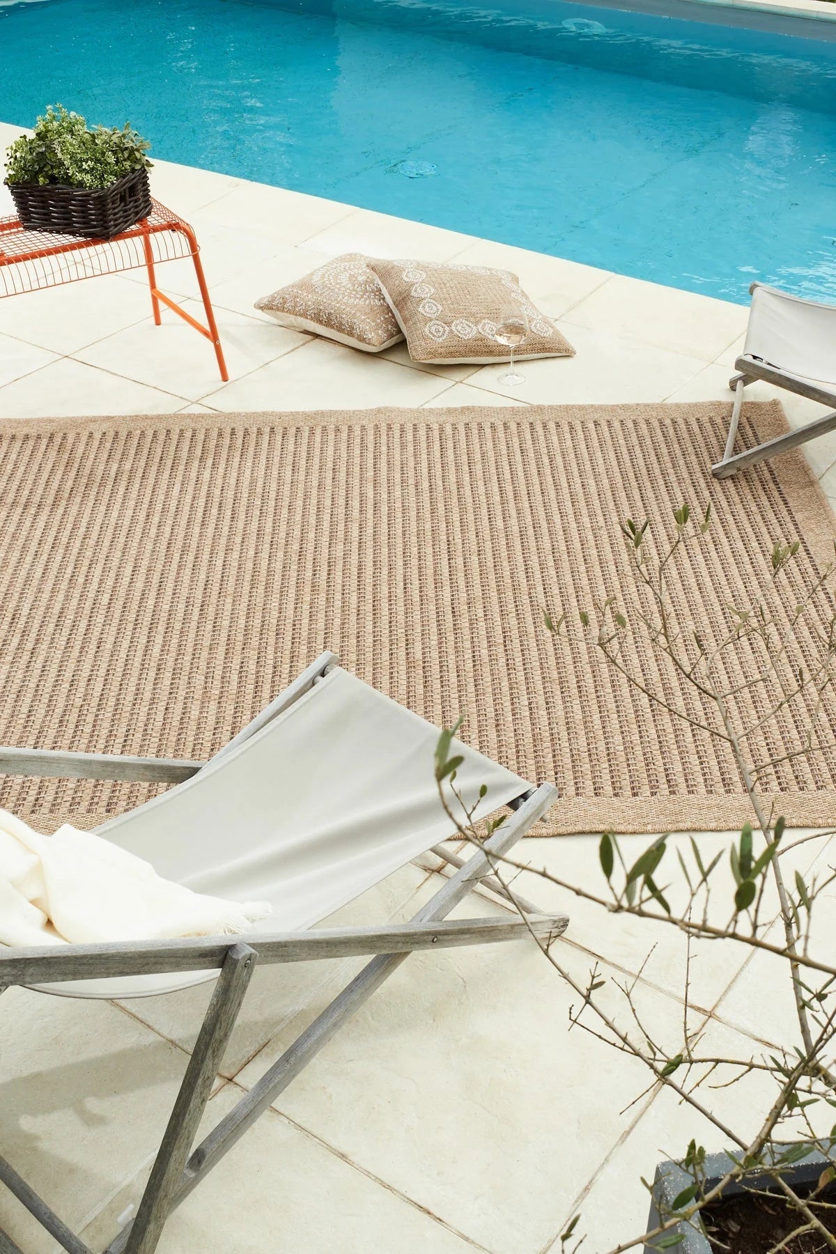 Tapis effet jute naturel uni beige - Nature