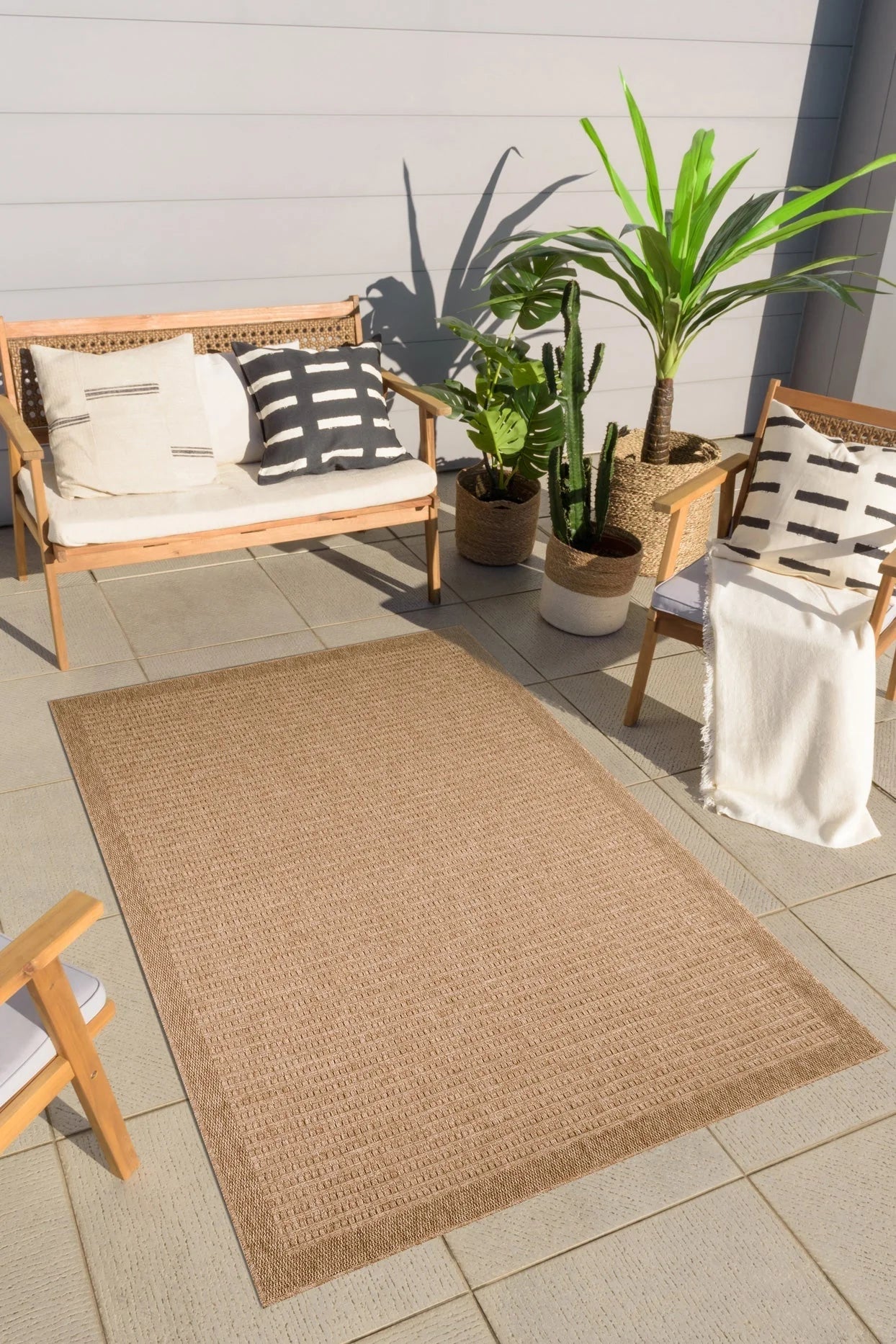 Tapis effet jute naturel uni beige - Nature