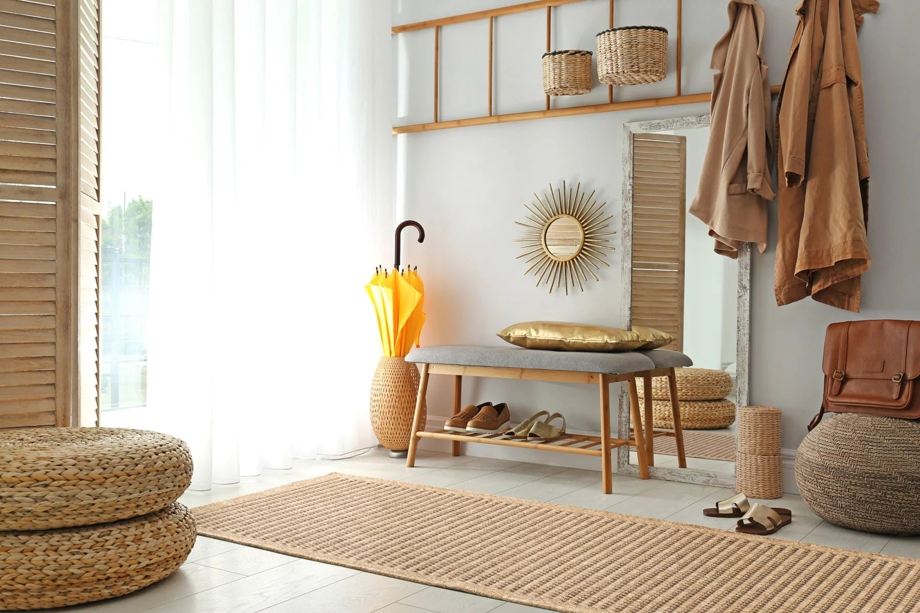 Tapis effet jute naturel uni marron - Nature