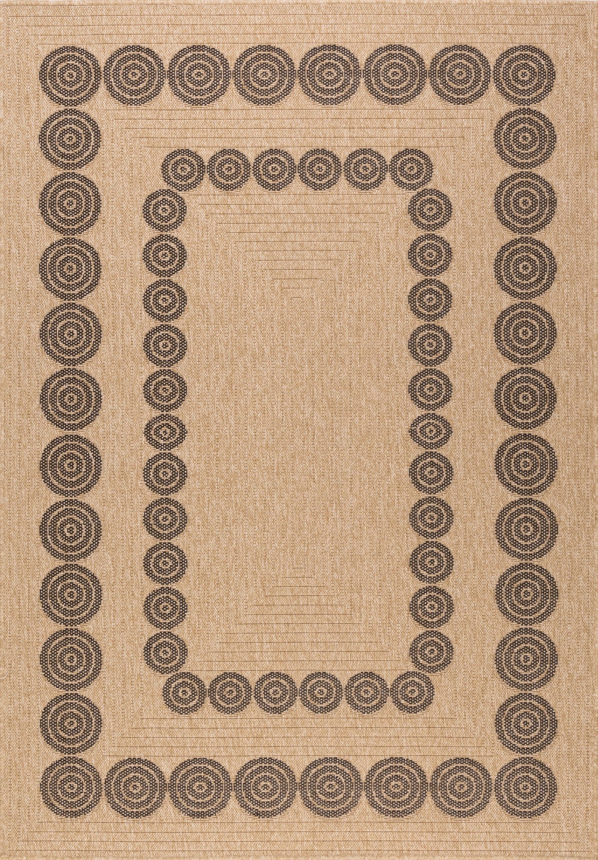 Tapis aspect jute nature motifs géométriques noirs - Nature