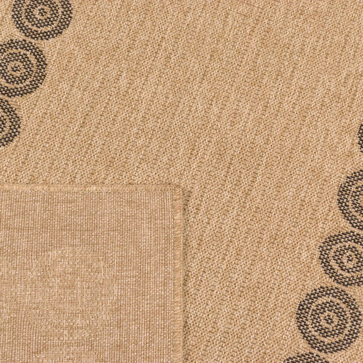 Tapis aspect jute nature motifs géométriques noirs - Nature