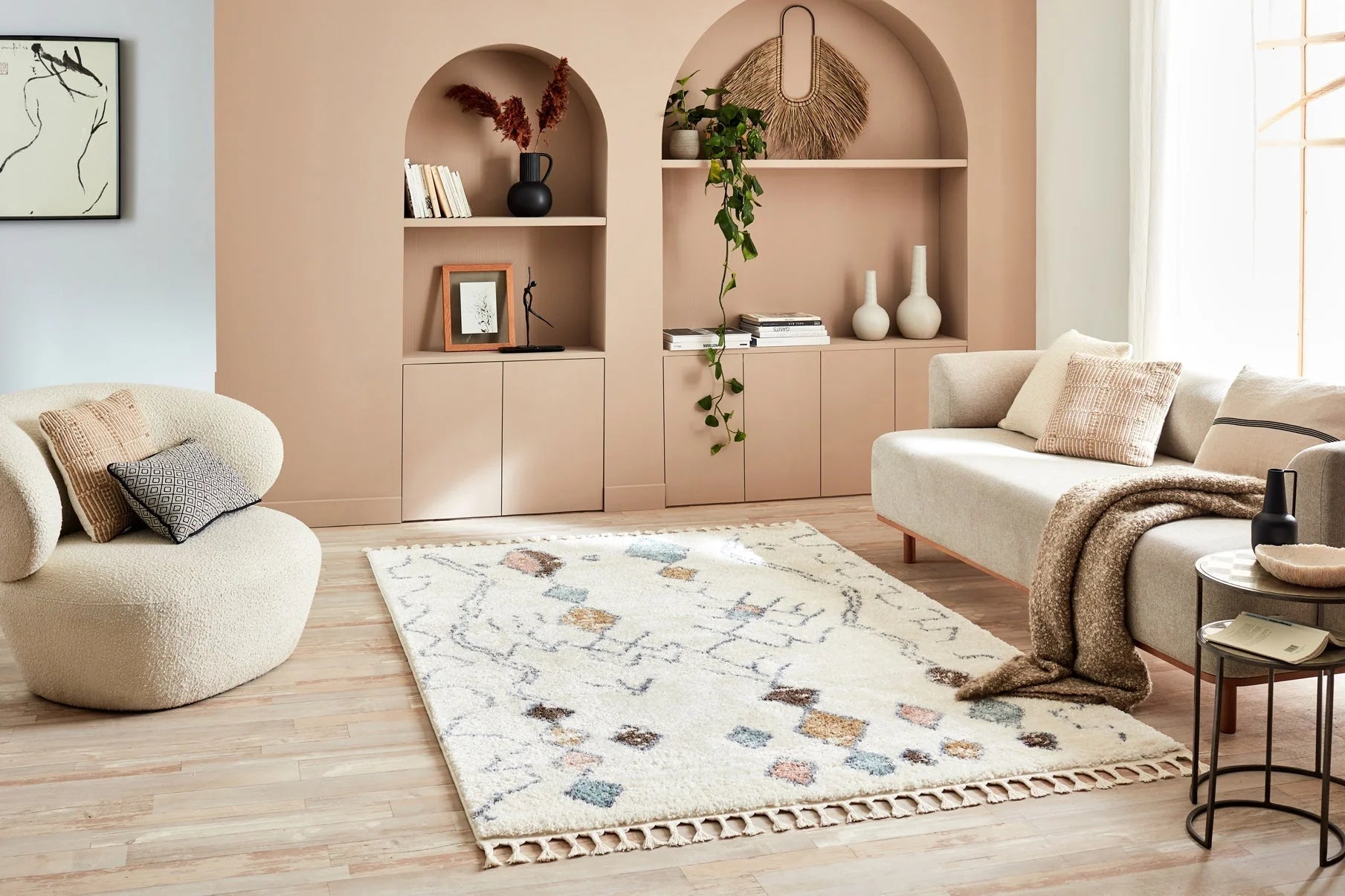 Tapis salon berbère crème - Delya