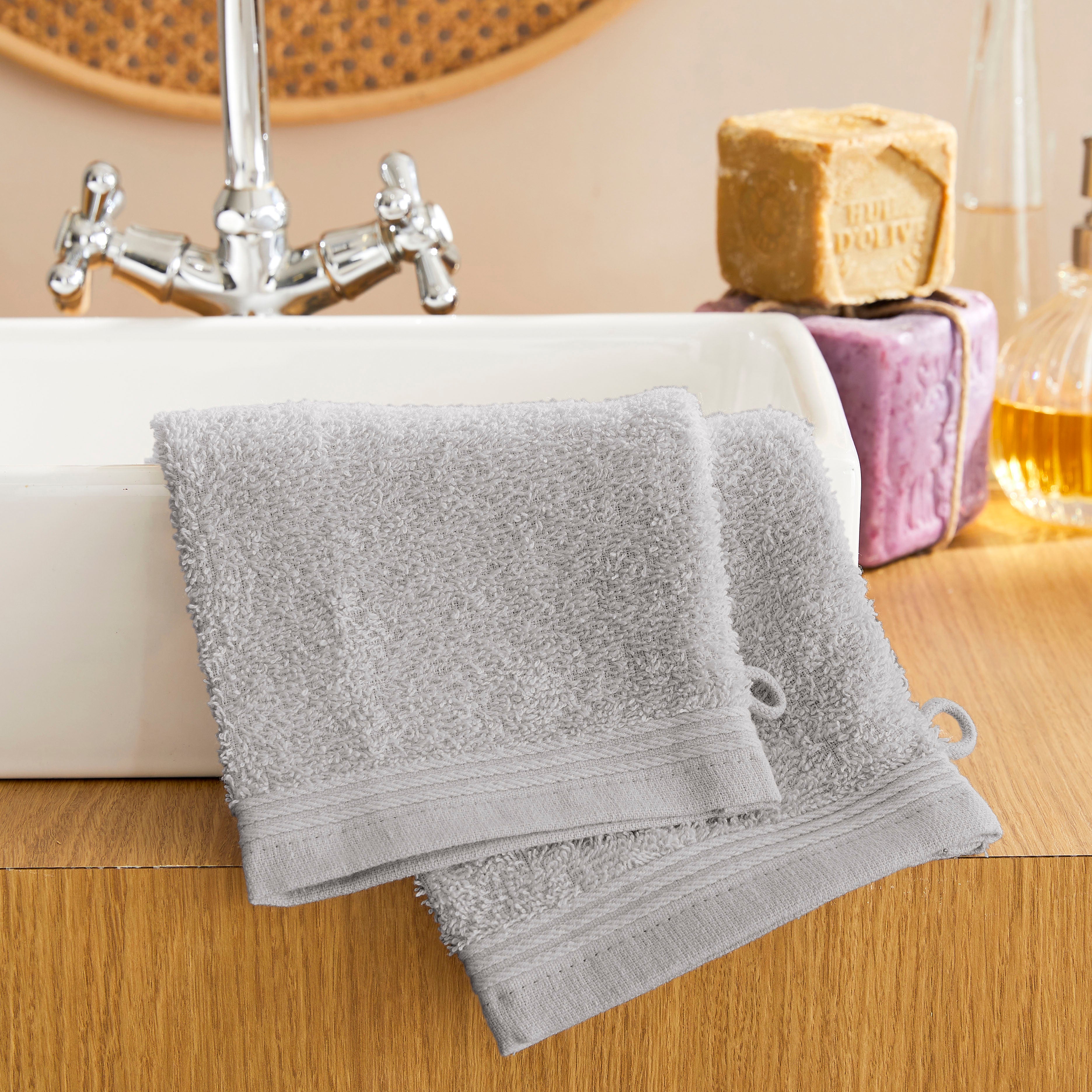 Lot de 2 gants de toilette 15 x 21 cm